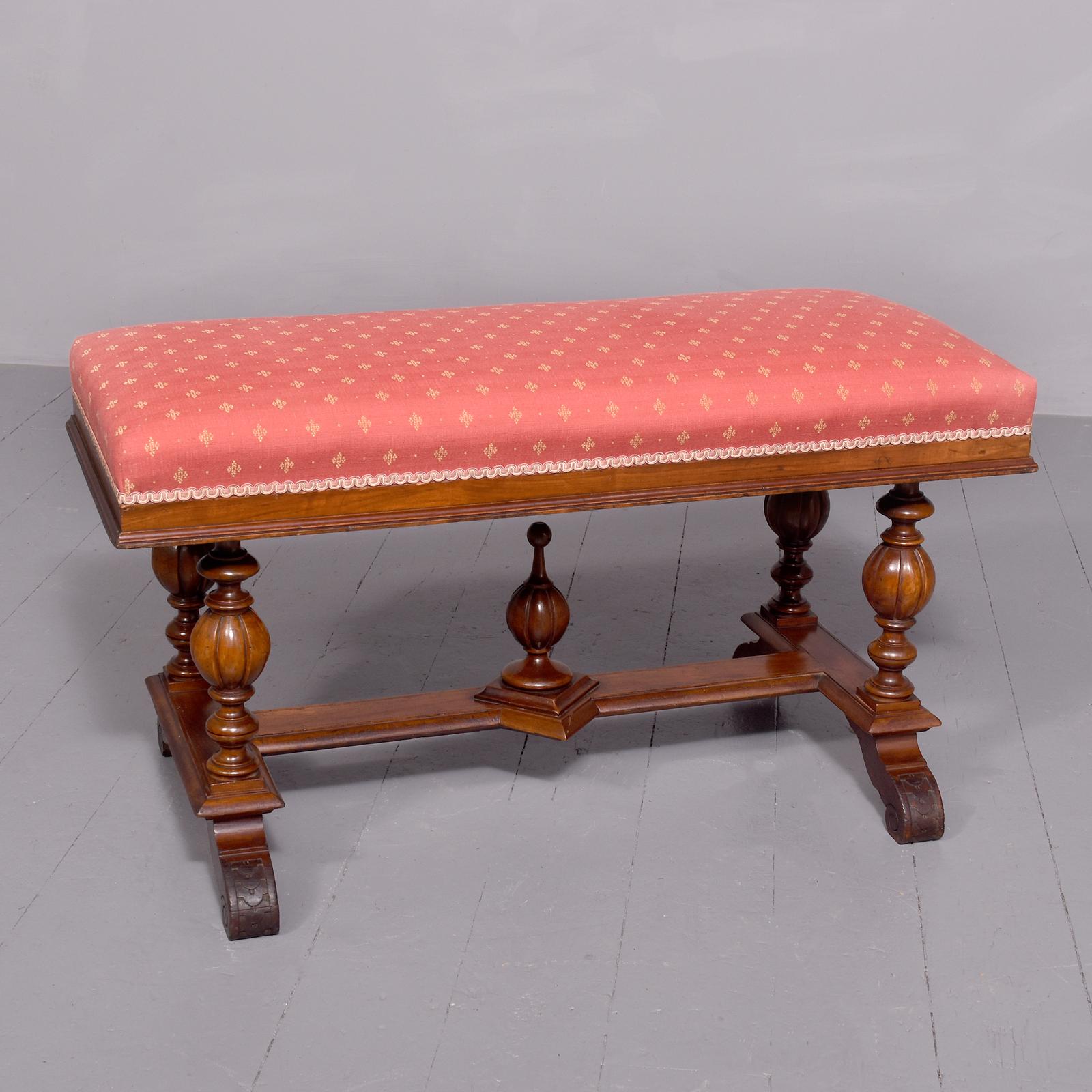Victorian Walnut Framed Duet Stool or Window Seat (1 of 8)