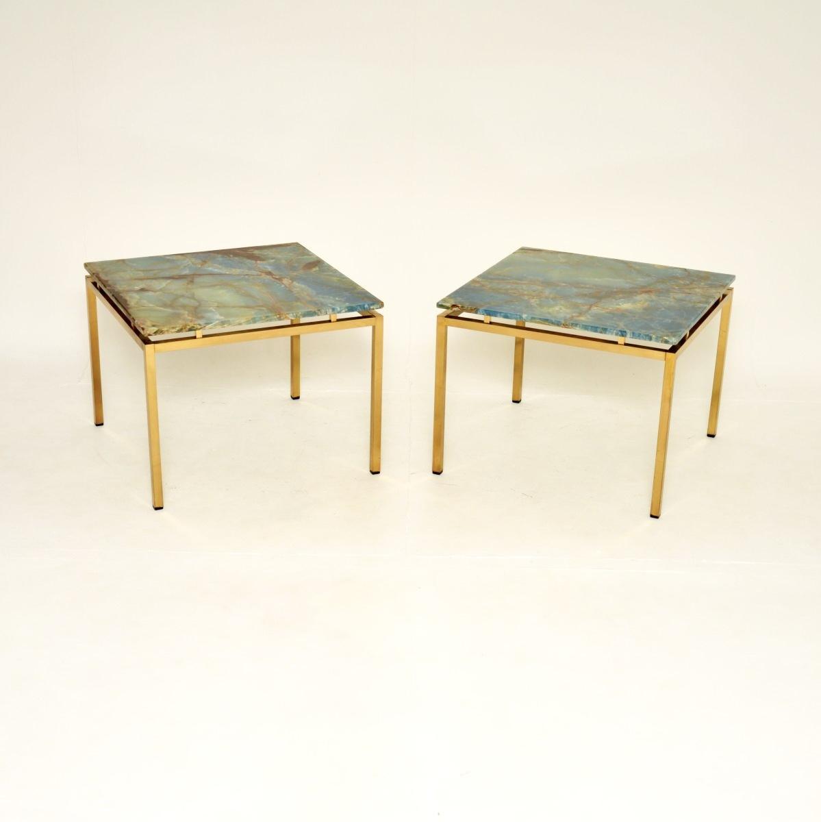 Pair of Vintage Italian Brass and Marble Side Tables (1 of 9)