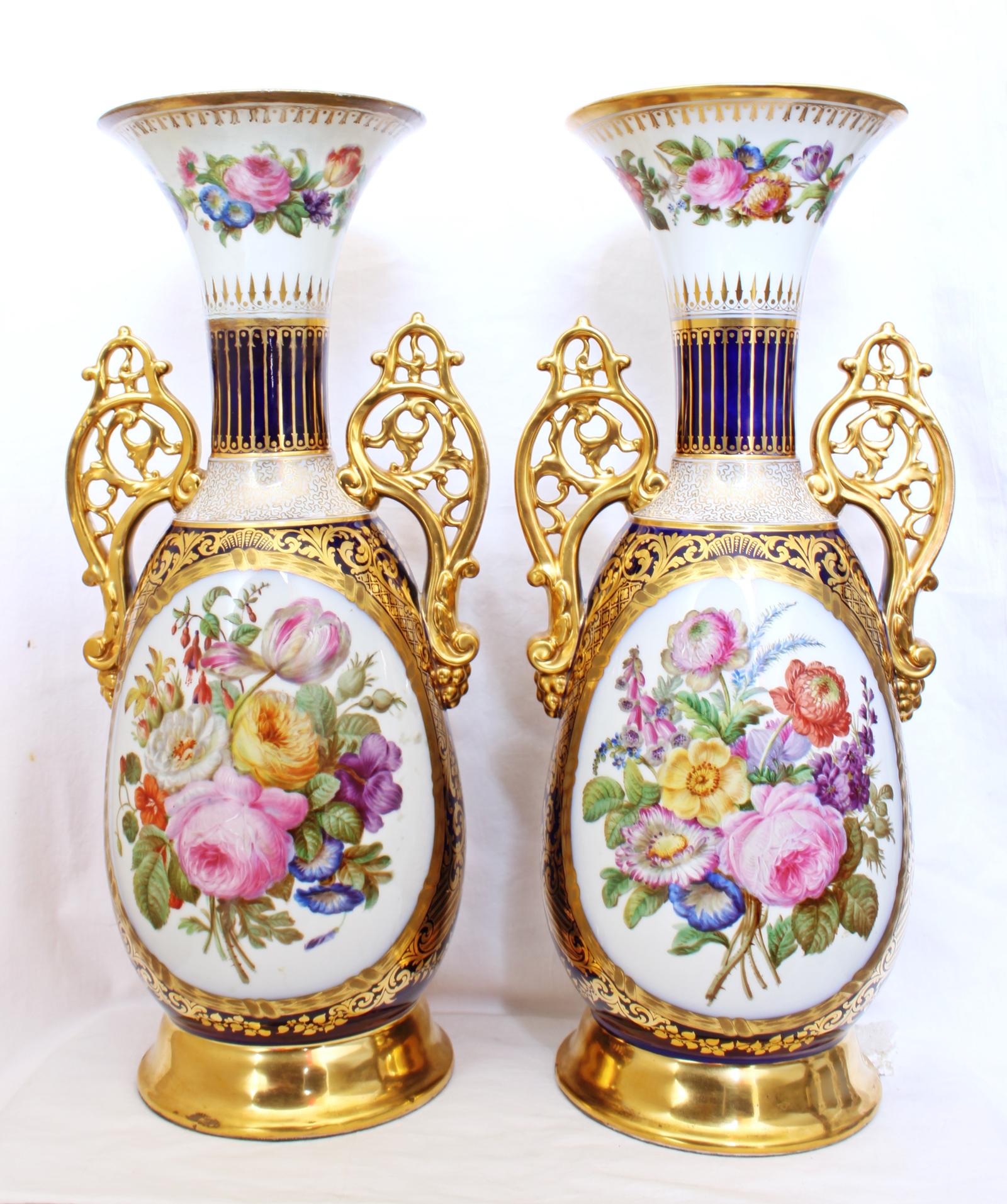 Pair of Monumental Antique Gosse Paris Porcelain Painted Vases (1 of 18) Pair of Monumental Antique Gosse Paris Porcelain Painted Vases (1 of 18)