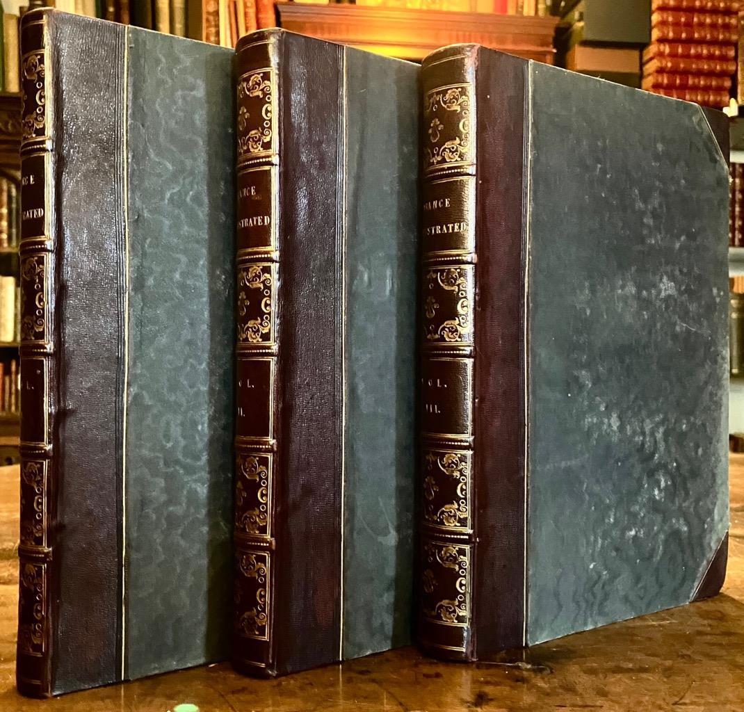 1840 France Illustrated Scenery Antiquities Military & Architecture Leather Set (1 of 5)