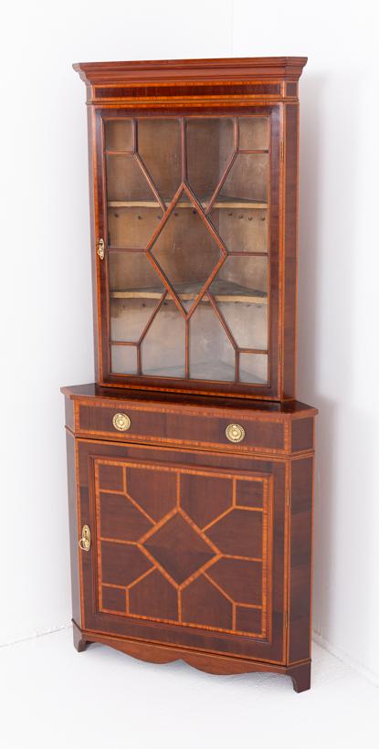 Sheraton Revival Mahogany Inlaid Corner Cabinet (1 of 9) Sheraton Revival Mahogany Inlaid Corner Cabinet (1 of 9)