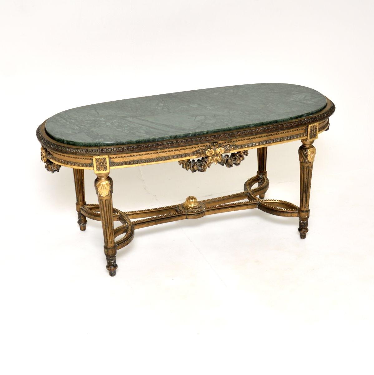 French Giltwood Marble Top Coffee Table (1 of 12) French Giltwood Marble Top Coffee Table (1 of 12)