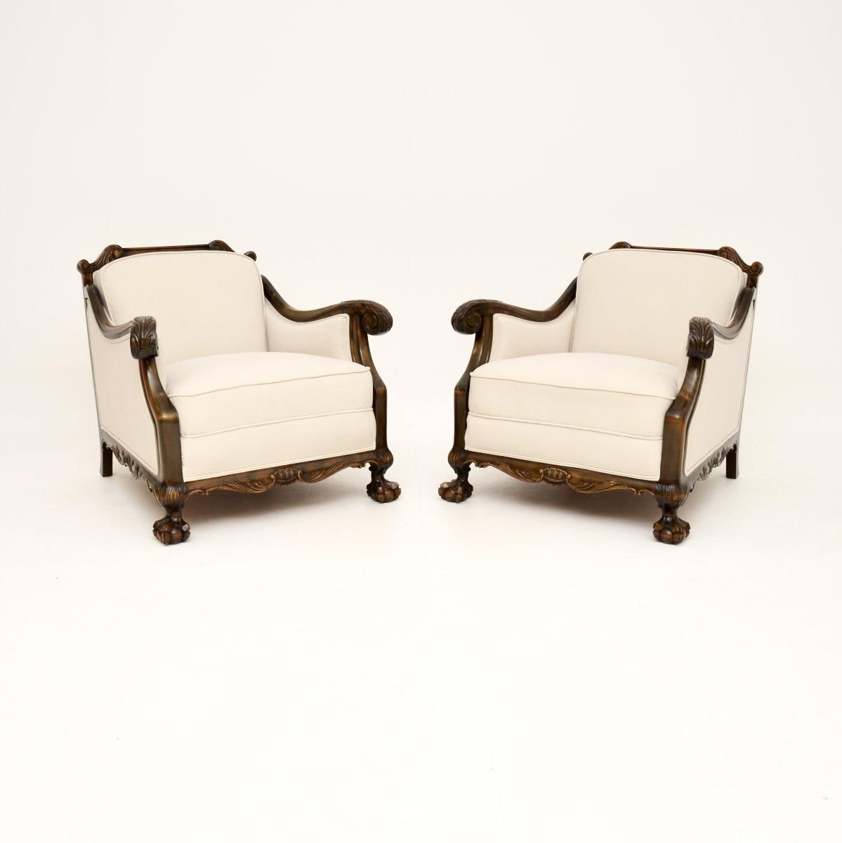 Pair of Antique Swedish Armchairs in Satin Birch (1 of 12)