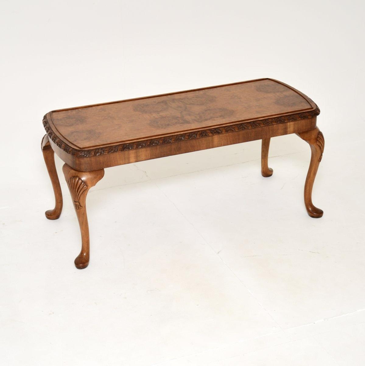 Queen Anne Style Burr Walnut Coffee Table 1930s (1 of 7)