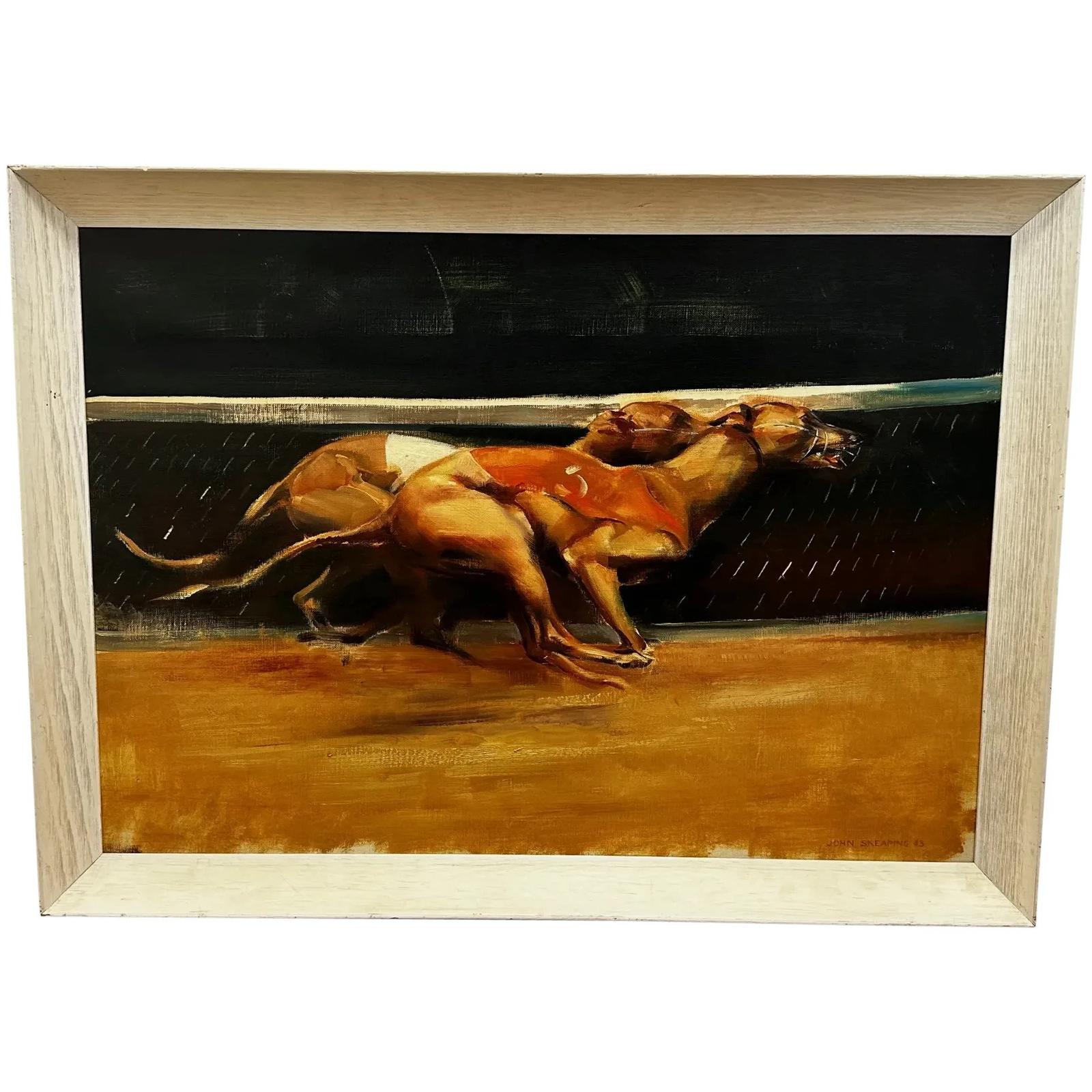 Oil Painting Dogs Greyhounds Racing Signed John Skeaping (1 of 45)