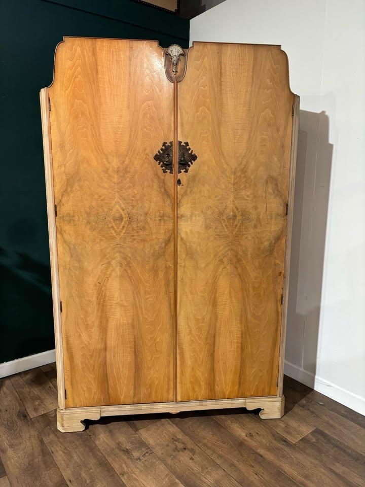 Art Deco Ladies Walnut Double Wardrobe (1 of 14)