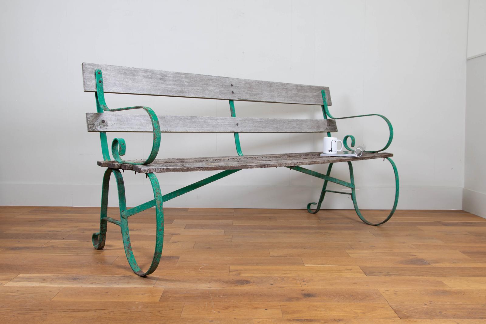 1920s Vintage Strap Iron Garden Park Bench Seat (1 of 12) 1920s Vintage Strap Iron Garden Park Bench Seat (1 of 12)