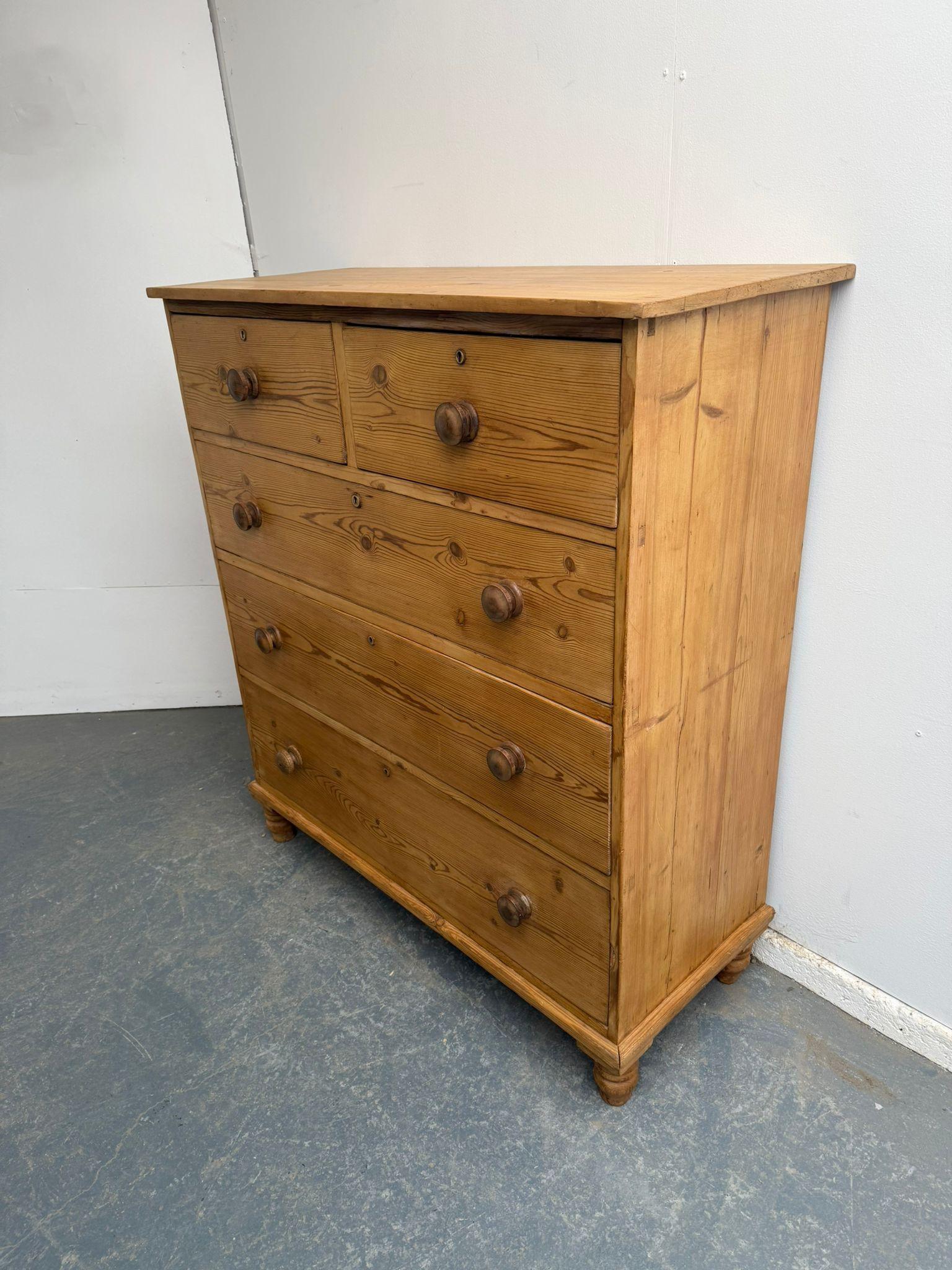 Superb Tall & Narrow Waxed Georgian Antique Pine 5 Drawer Chest of Drawers (1 of 9)