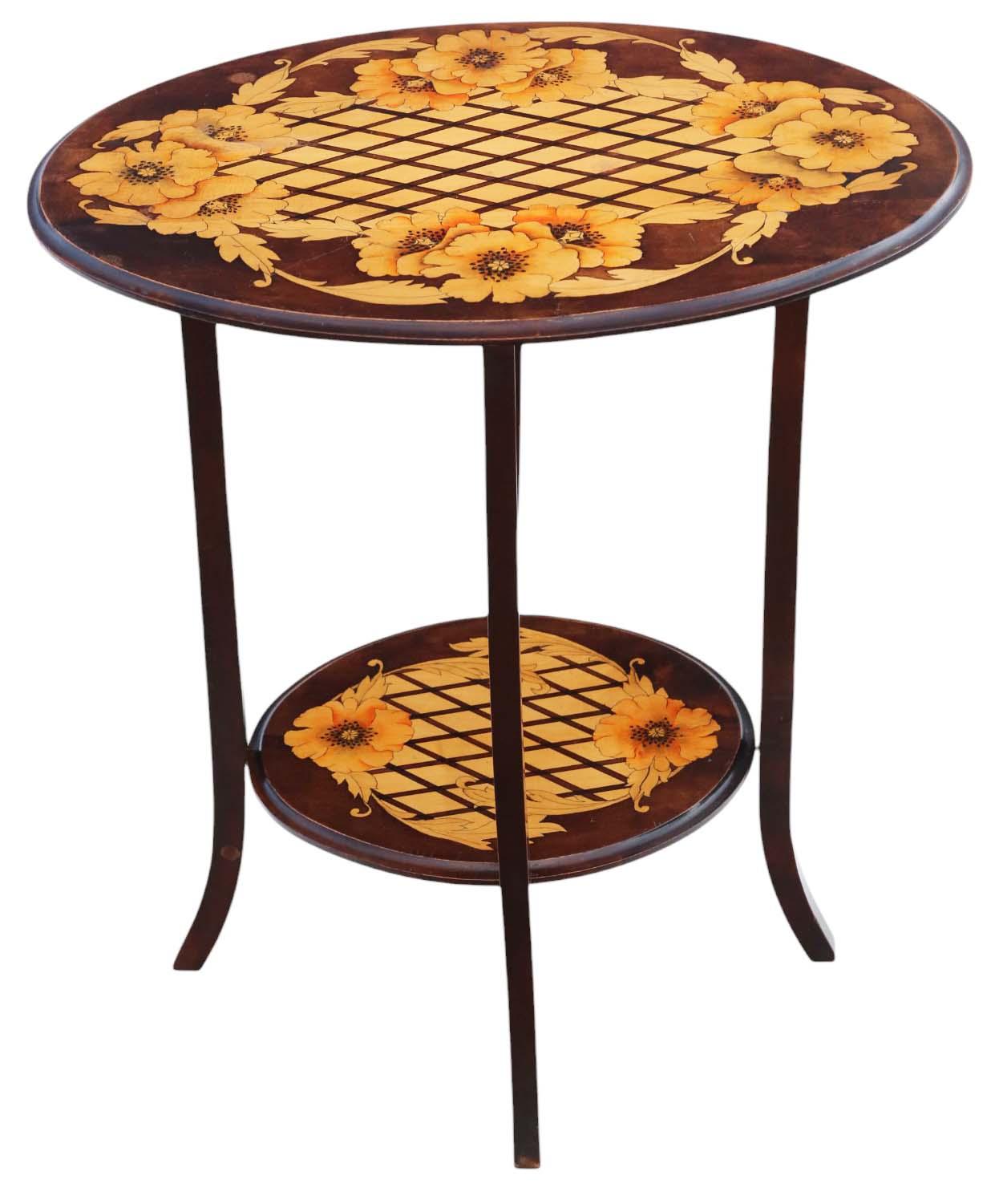 Antique Decorated Beech Table - Quality Occasional Side Centre Window c.1900 (1 of 5)