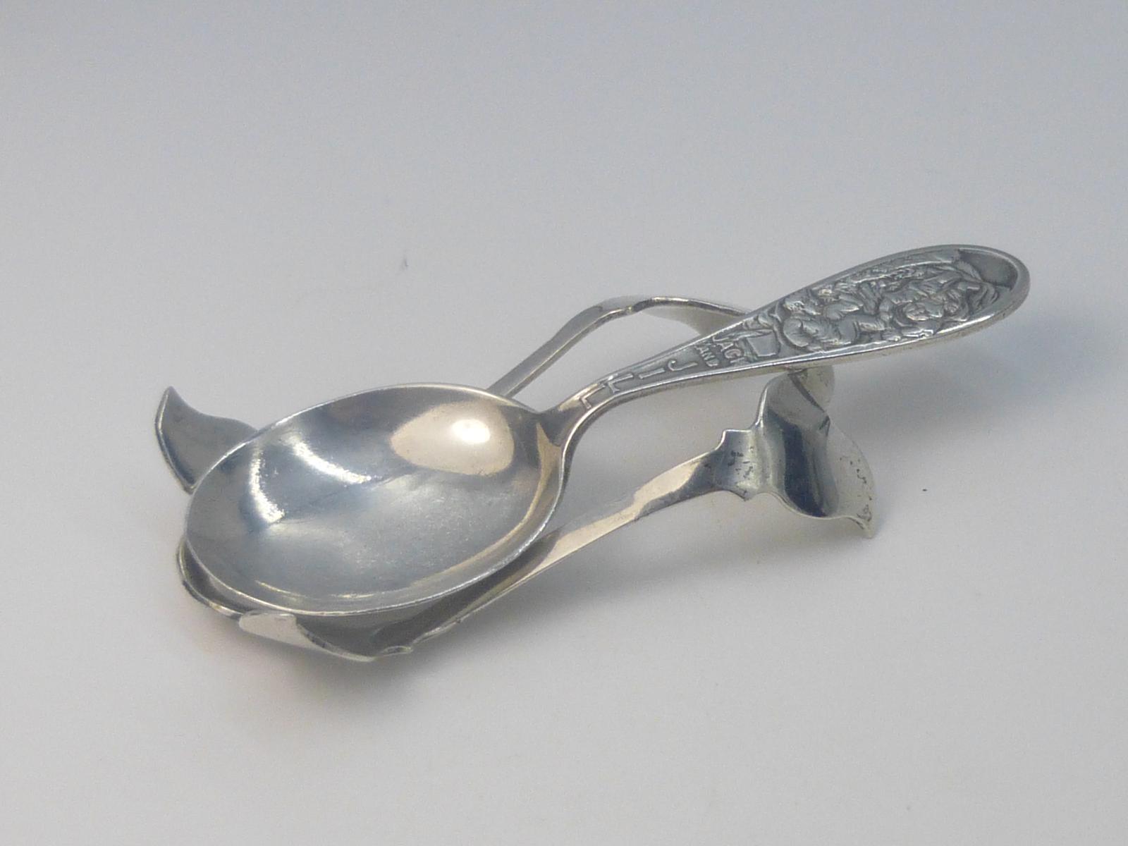 Silver Baby Feeding Spoon & Silver Spoon Holder (1 of 9)