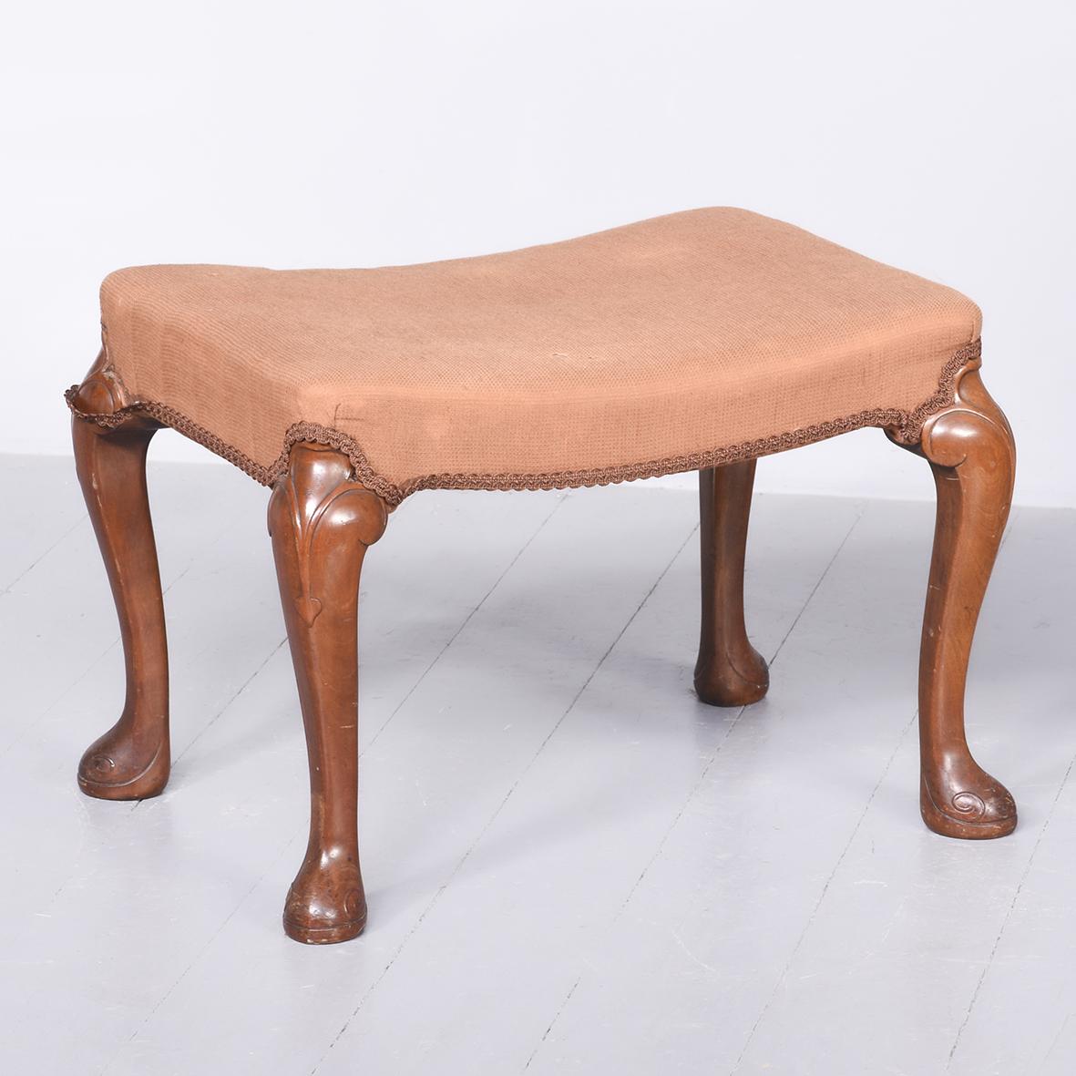 Stylish Whytock & Reid Mahogany Stool with Saddle Shaped Upholstered Seat (1 of 6)