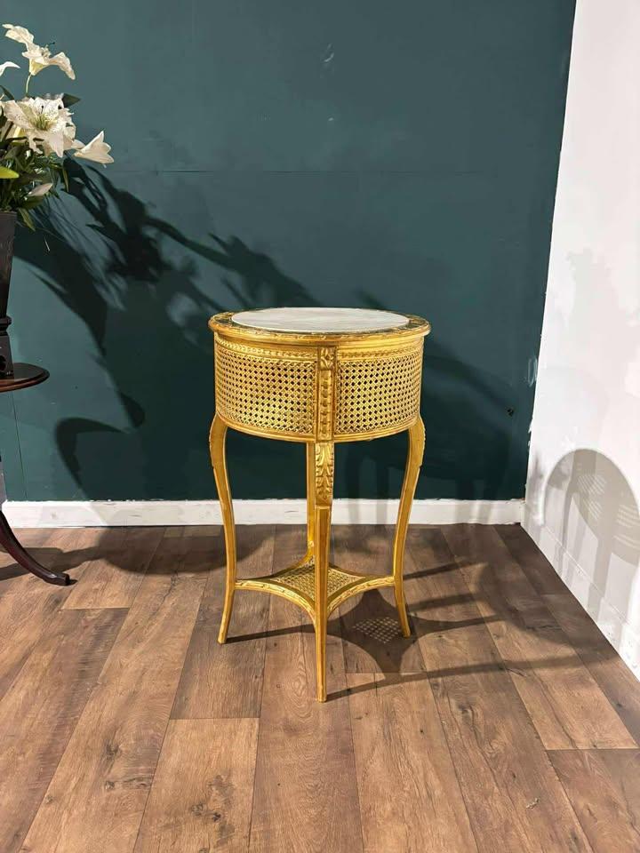 Ornate Gilt Painted Jardinière Stand - Marble Top & Cabriole Legs (1 of 16)