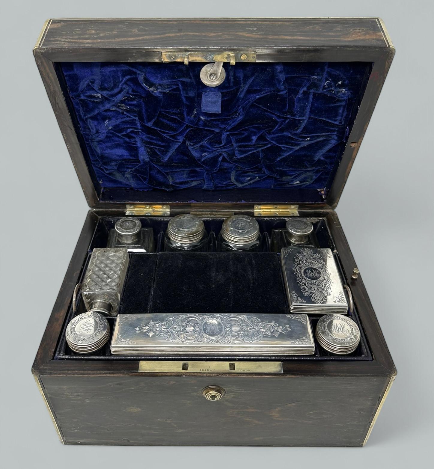 Antique Victorian Coromandel Sterling Vanity Jewelry Casket Box by Asprey London (1 of 7)