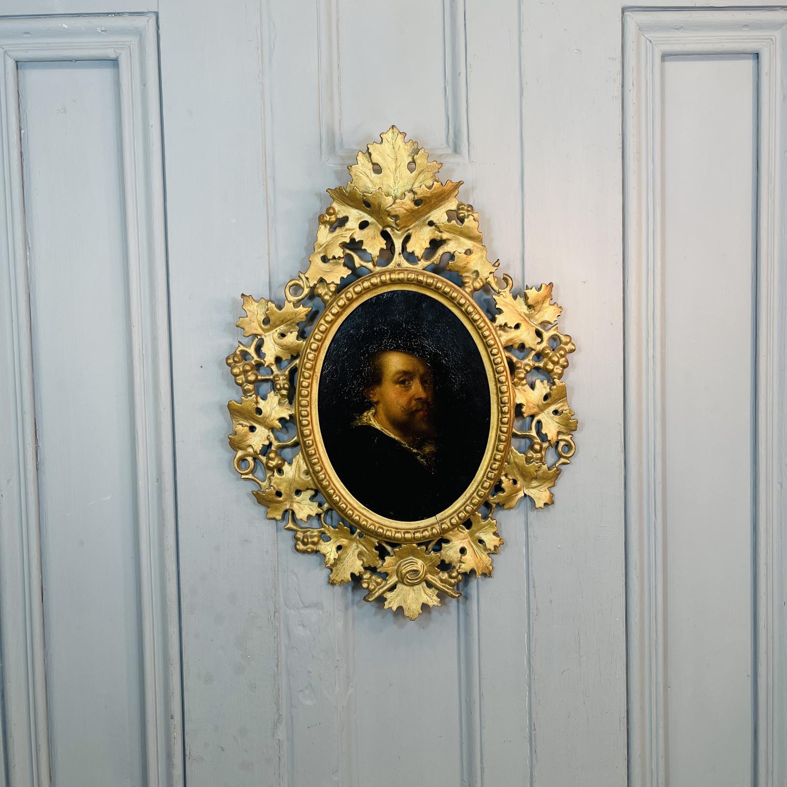 Antique Continental Oil Painting Portrait Study of Rubens in Florentine Frame (1 of 13)