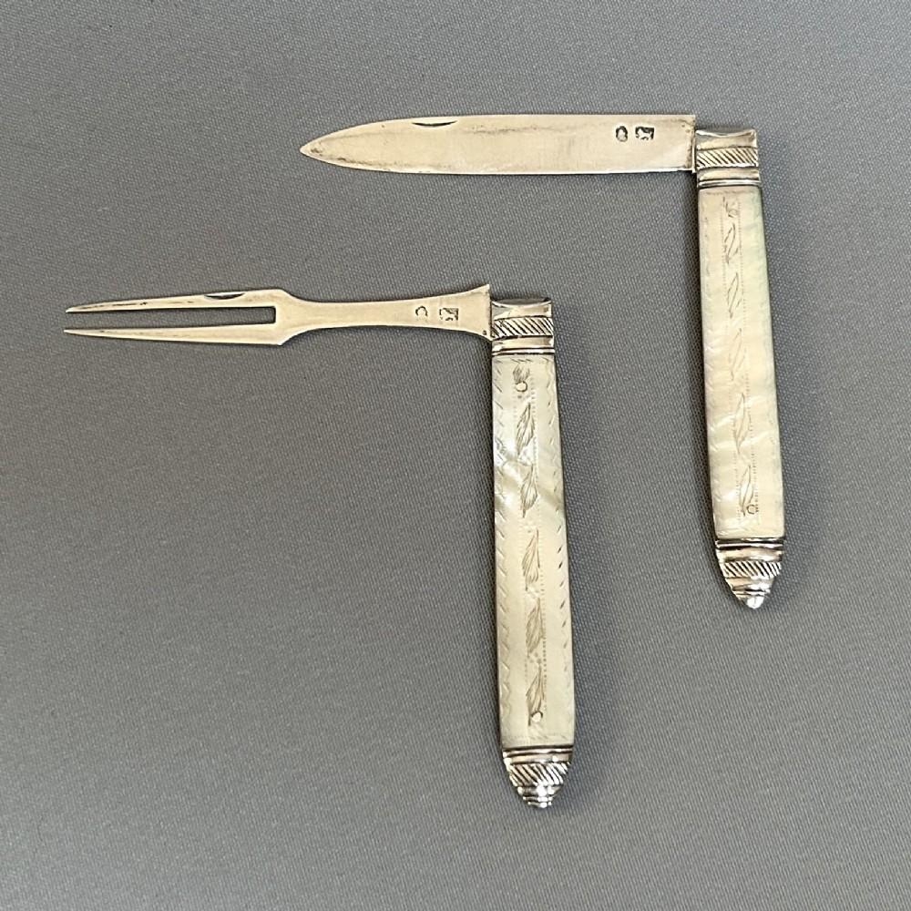 Rare 18th Century Silver Fruit Fork & Fruit Knife (1 of 8)