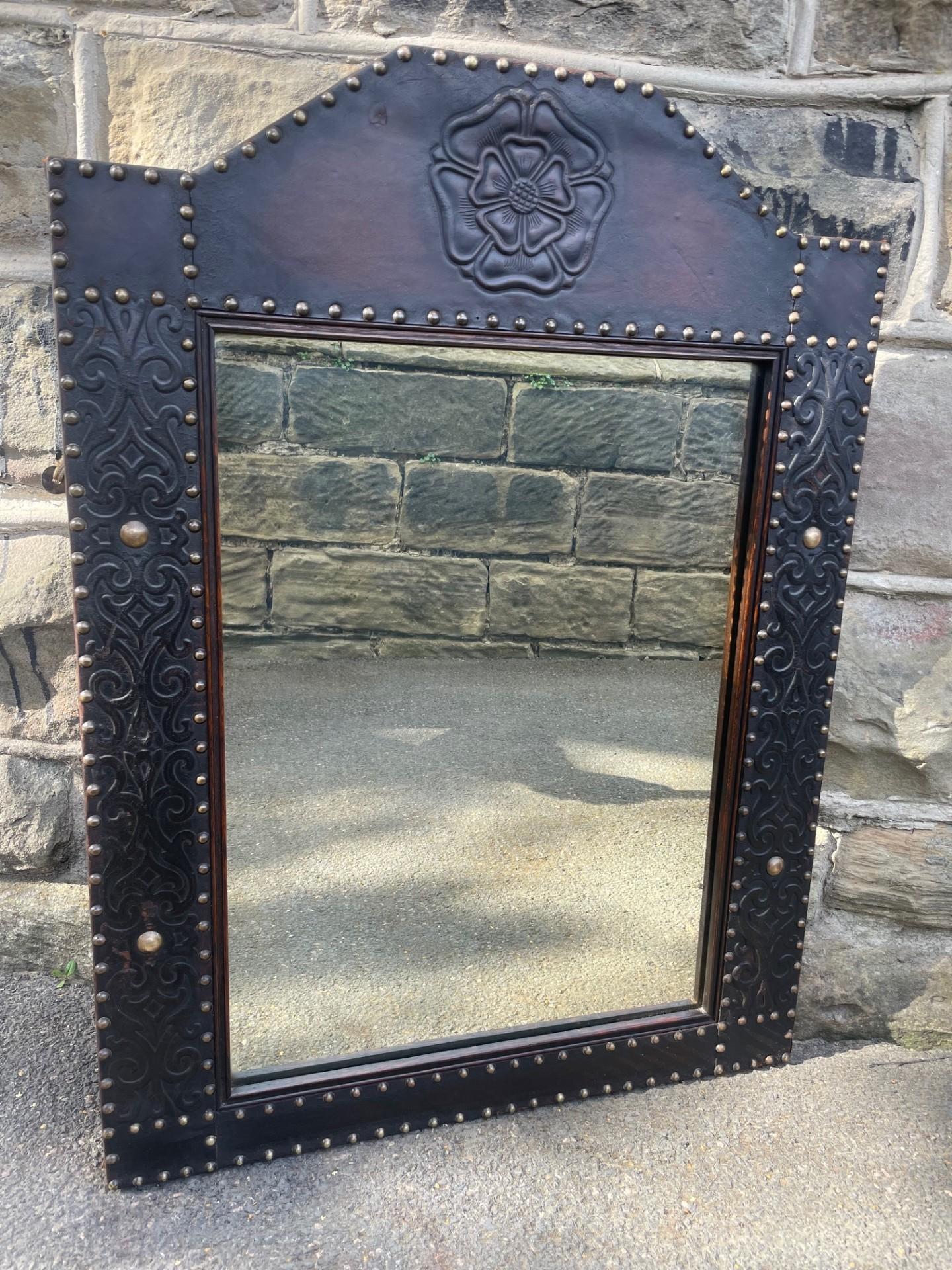 Antique Leather Framed Wall Mirror (1 of 9) Antique Leather Framed Wall Mirror (1 of 9)