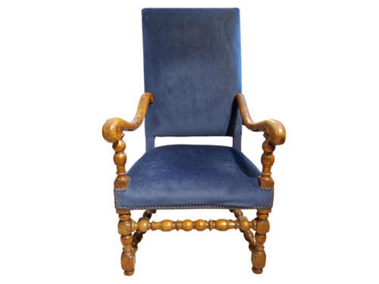 Late 19th-Century Walnut Fauteuil with Tall Back in the William & Mary Style (1 of 4)