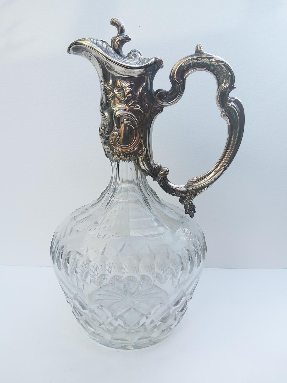 Victorian Silver Plated Cut Glass Claret Jug (1 of 9)