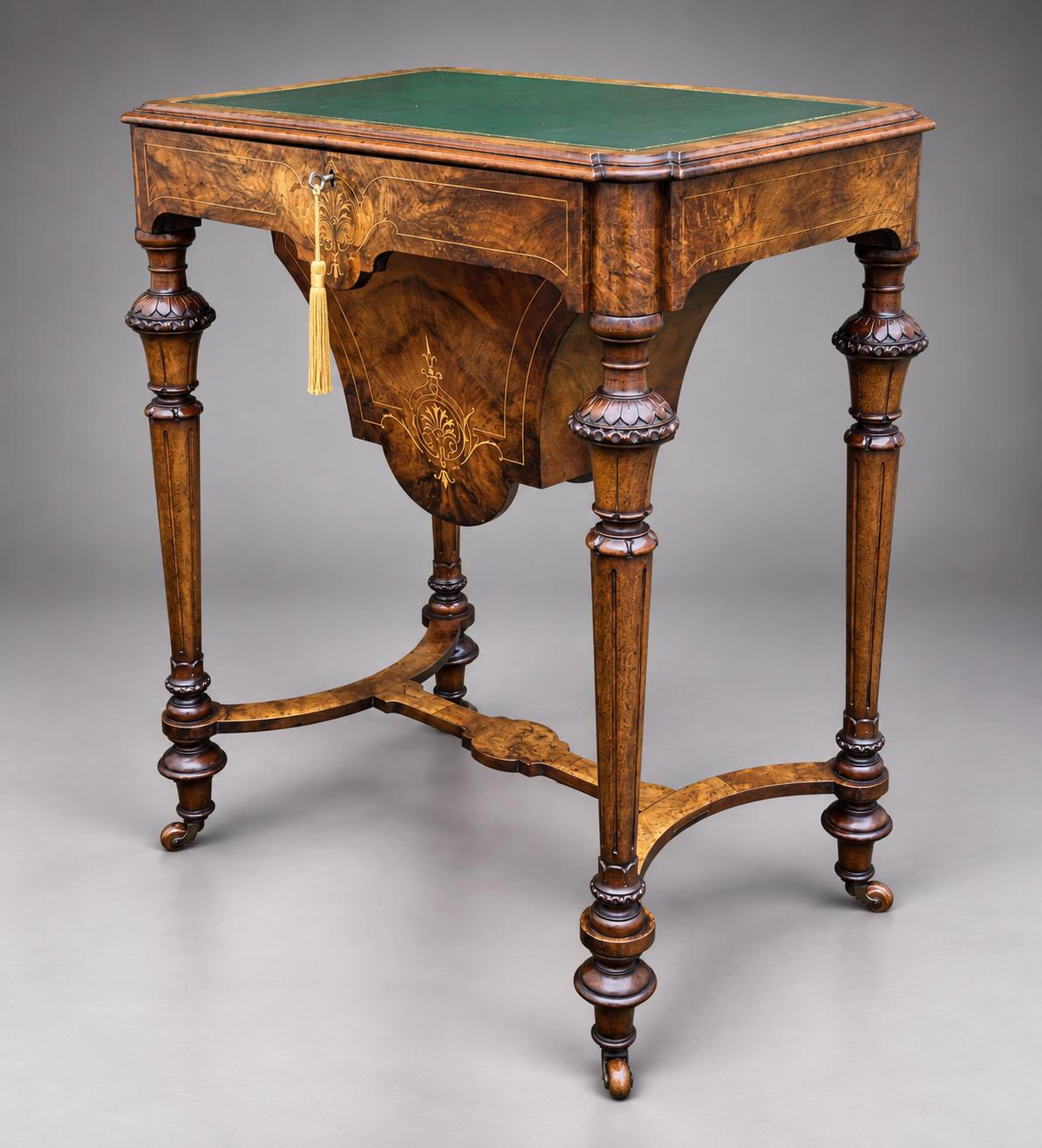 Fine 19th-century Ladies Burr Walnut Marquetry Work Table with Fitted Interior (1 of 12) Fine 19th-century Ladies Burr Walnut Marquetry Work Table with Fitted Interior (1 of 12)
