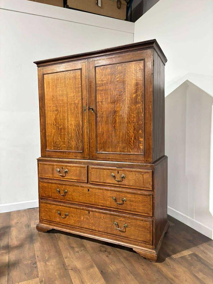 Late 18th Century George III Oak Linen Press (1 of 17)