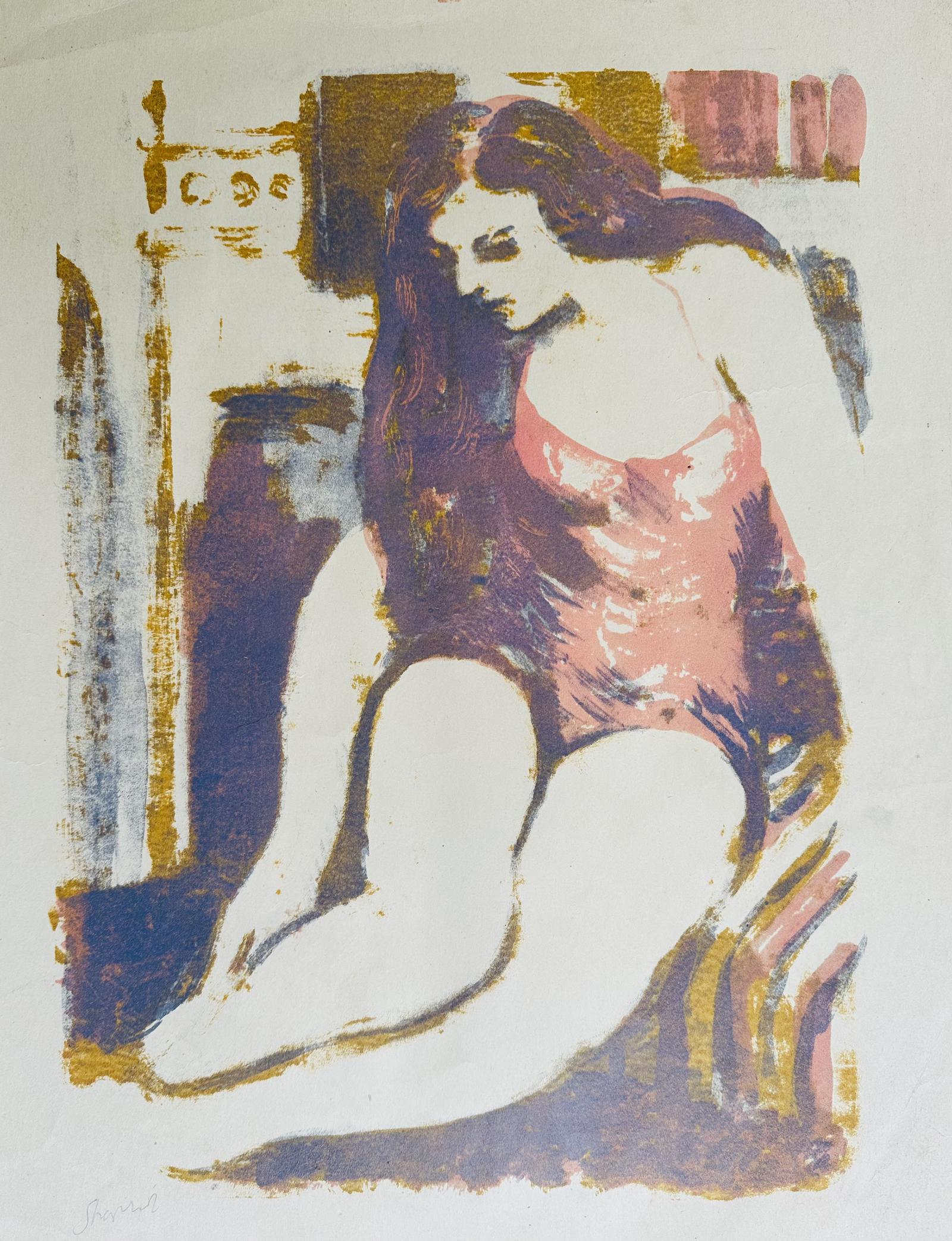 Original Lithograph 'seated Figure' by Toby Horne Shepherd 1909-1993. Signed. Provenance; Helen Hale (1 of 1)