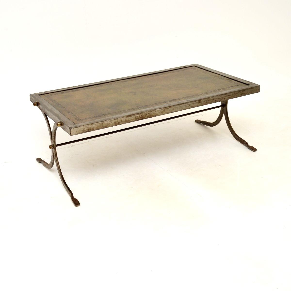 Vintage French Steel and Leather Coffee Table (1 of 9) Vintage French Steel and Leather Coffee Table (1 of 9)