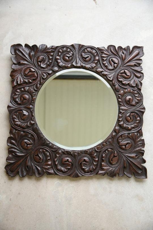 Charles II Style Carved Oak Mirror (1 of 12)
