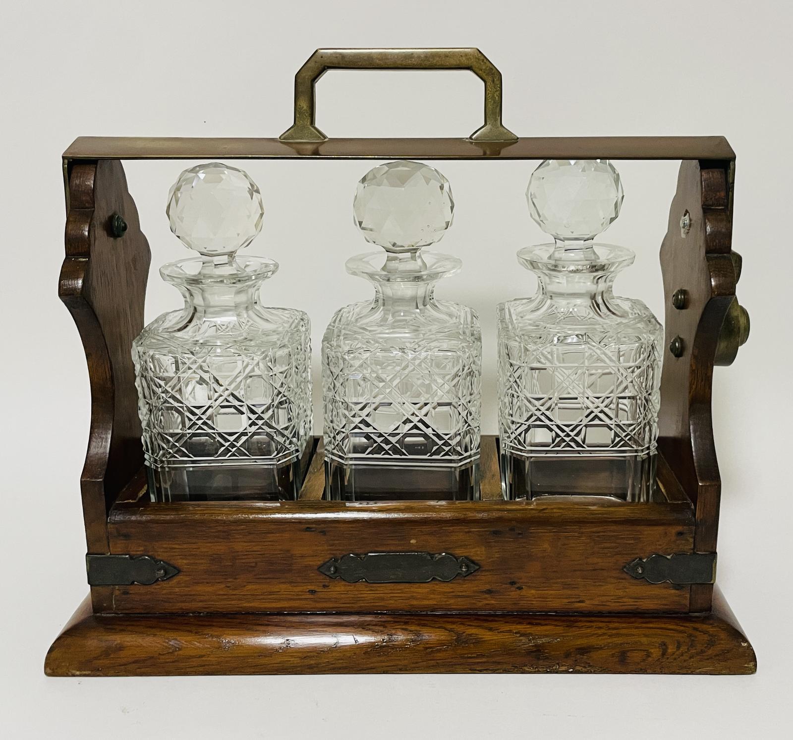 Antique 3 Bottle Oak Tantalus (1 of 15) Antique 3 Bottle Oak Tantalus (1 of 15)