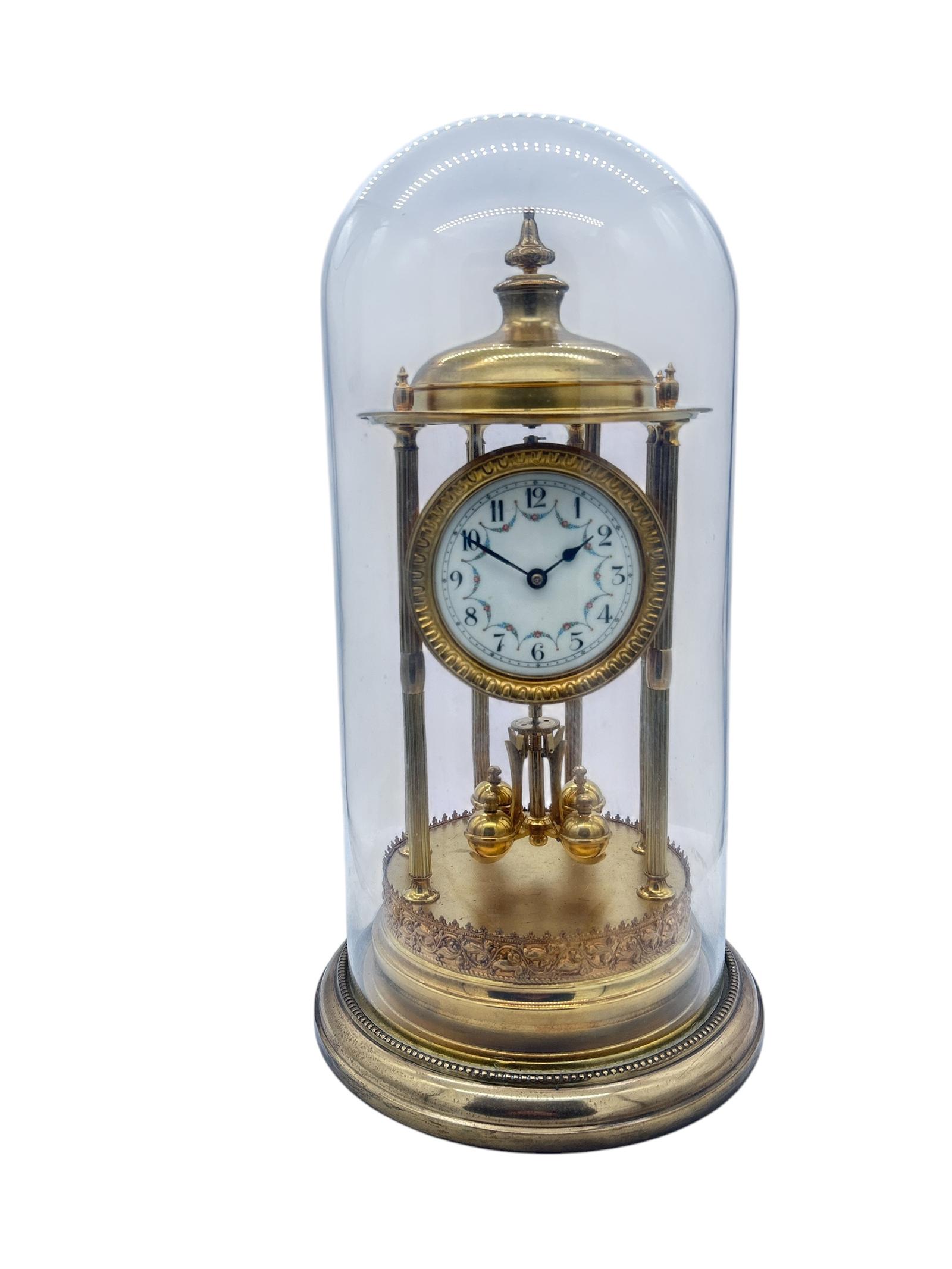 Outstanding Bandstand Ormolu German Torsion Clock Anniversary Clock -mantel Clock C1900 (1 of 11)