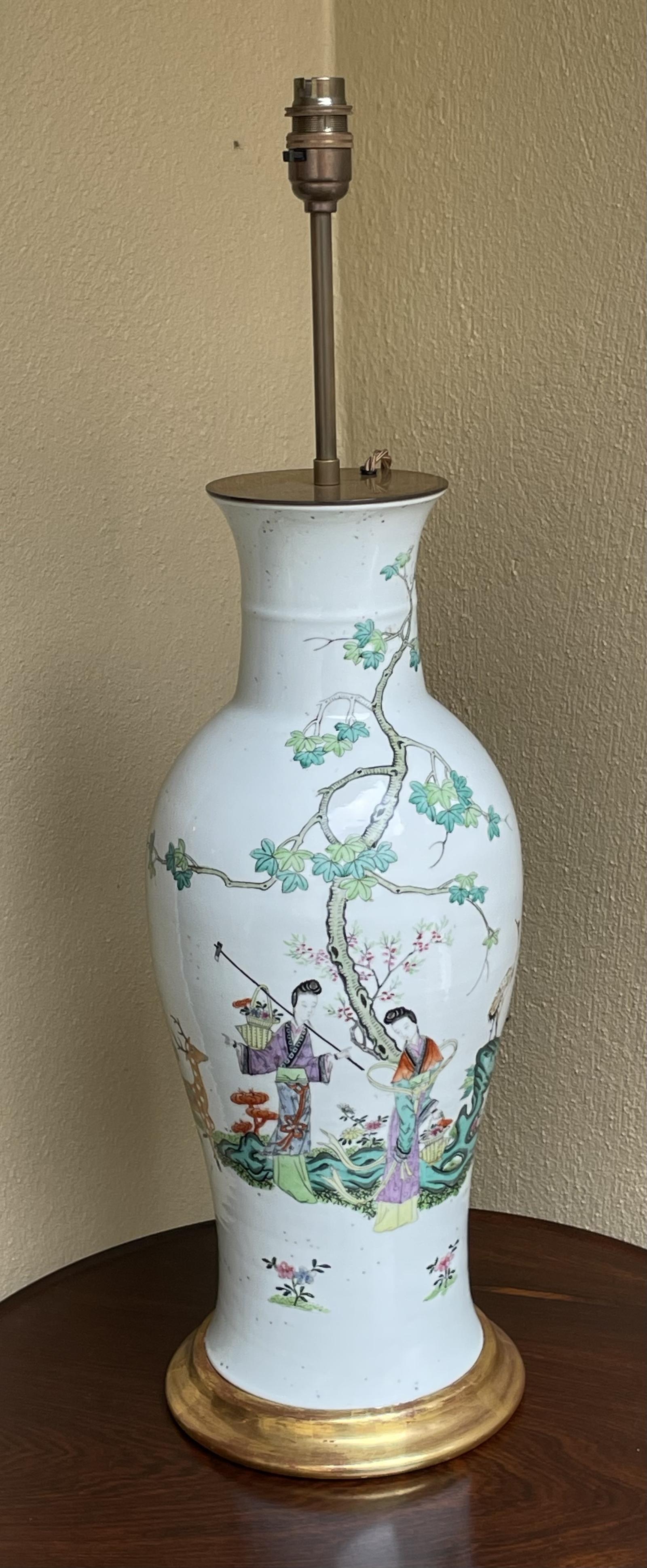 Large Chinese Famille Rose Vase Converted To Lamp (1 of 7)