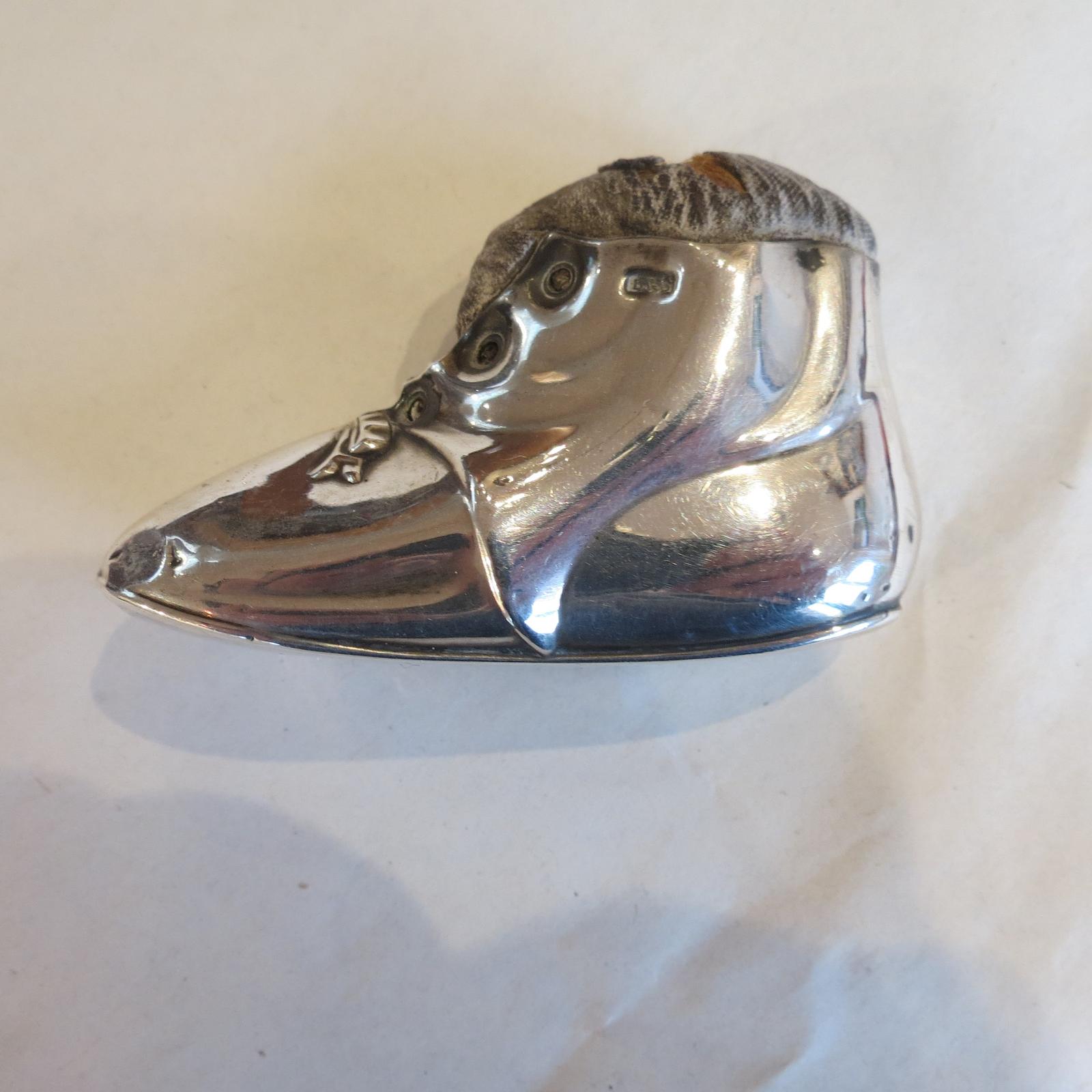 Late Victorian / Edwardian Novelty Silver Pin Cushion in the Form of a Boot (1 of 6)