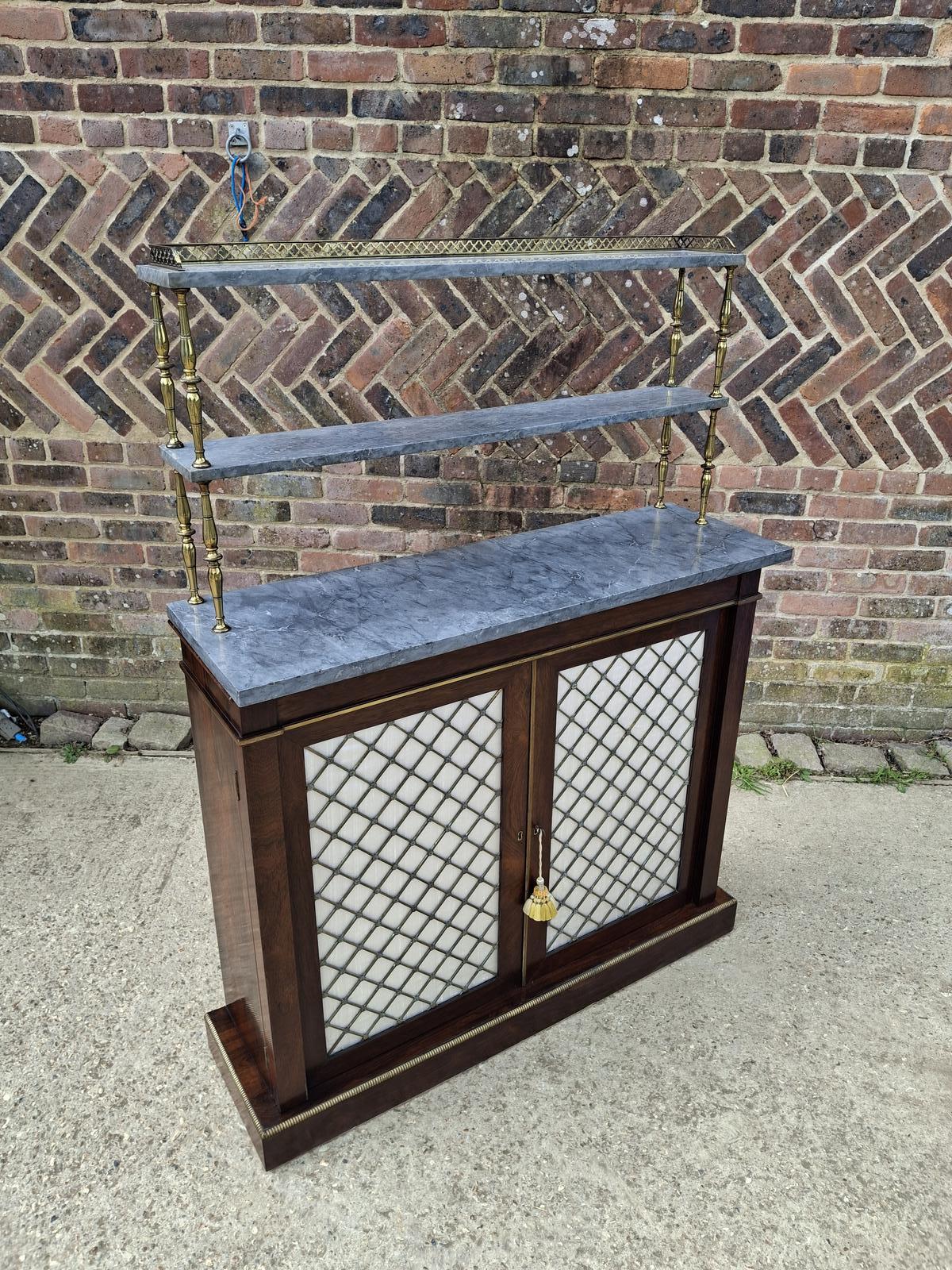 Antique Regency Style Rosewood Chiffonier Marble Brass Gallary Display Cabinet (1 of 22) Antique Regency Style Rosewood Chiffonier Marble Brass Gallary Display Cabinet (1 of 22)