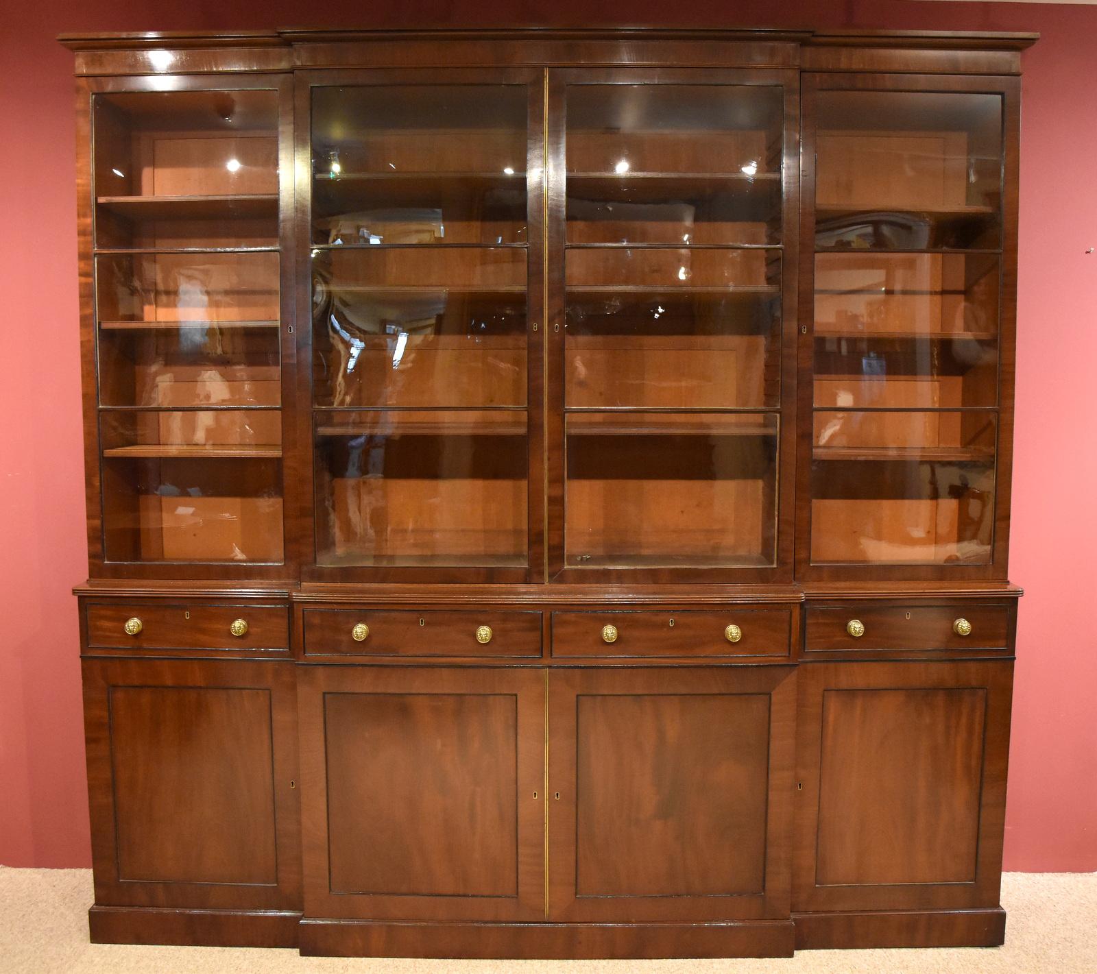 Regency Period Mahogany Breakfront Bookcase (1 of 8)