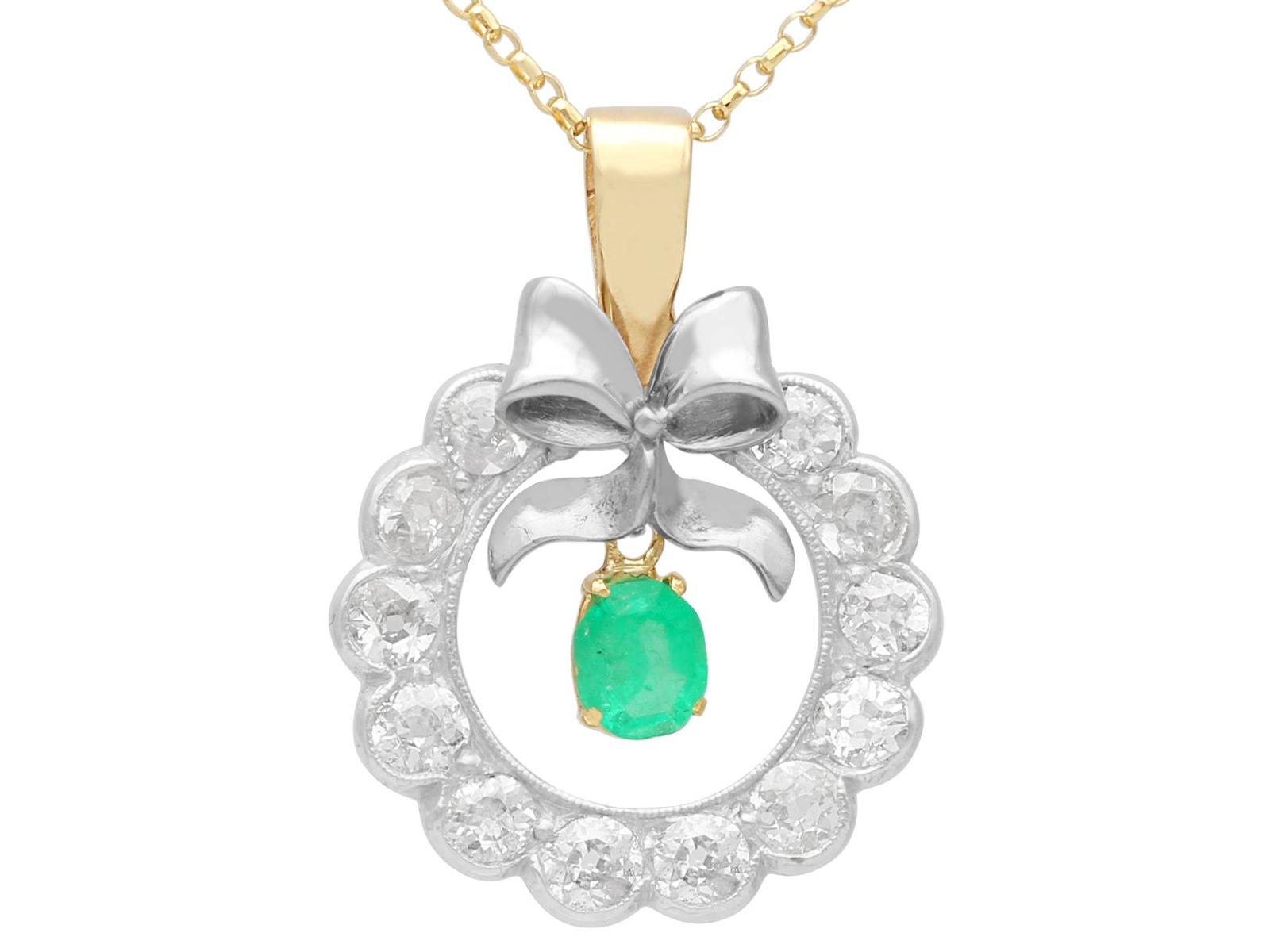 0.33ct Emerald & 1.30 ct Diamond, 9ct Yellow Gold Pendant (1 of 9)