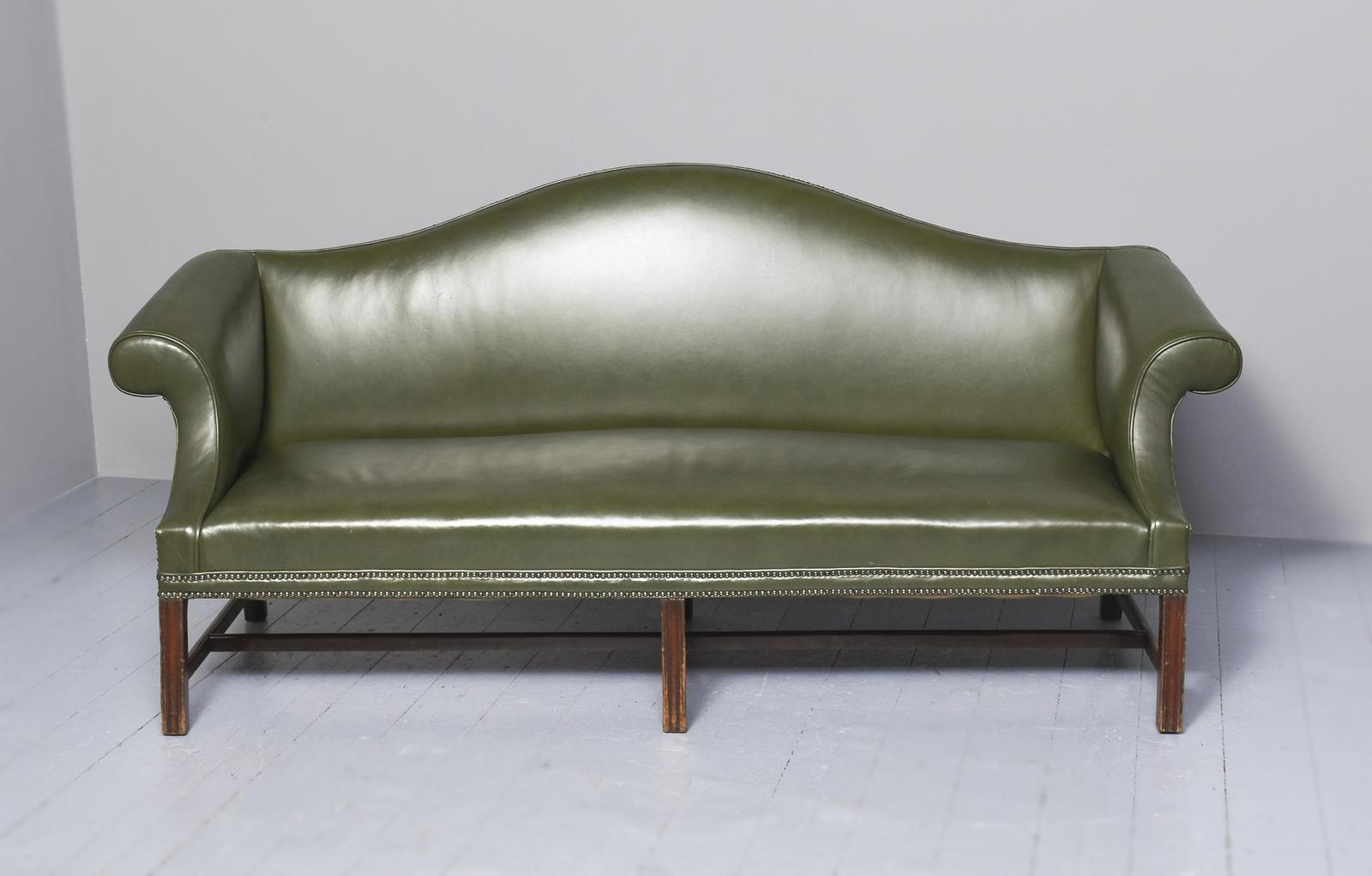 Pair of George III Style Leather Upholstered Camel Back Sofas (1 of 9) Pair of George III Style Leather Upholstered Camel Back Sofas (1 of 9)