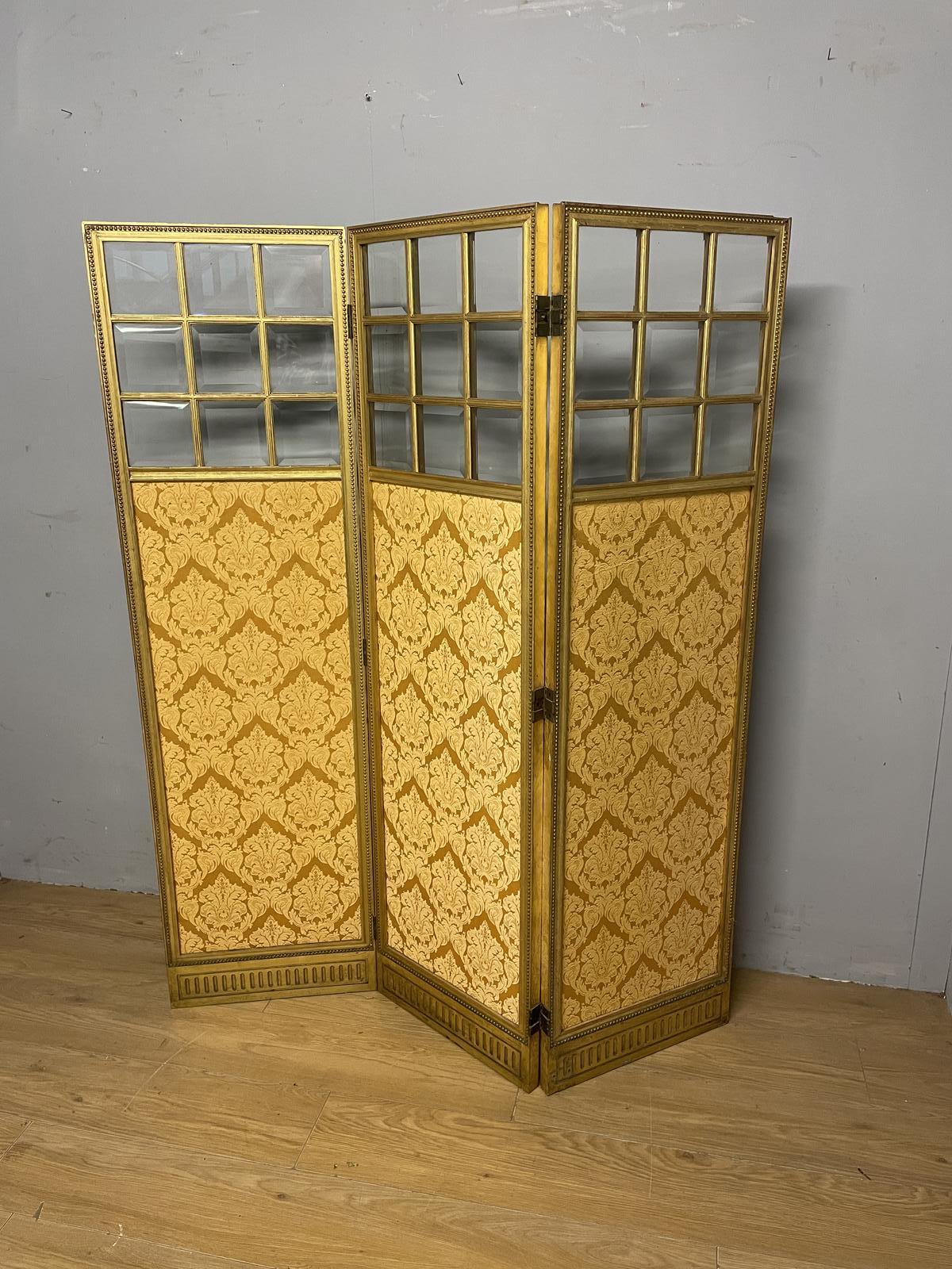 19th Century Gilded Three Panel Screen with Glazed Panels (1 of 10)