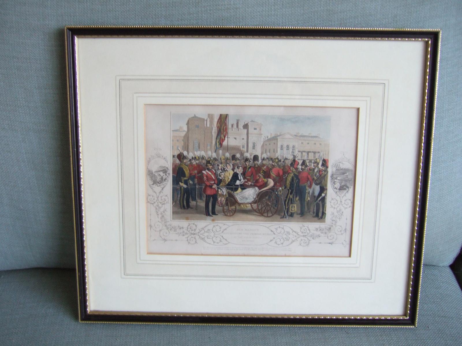 Engraving:  "Her Majesty Distributing the Crimean Medals" in 1855 (1 of 4)