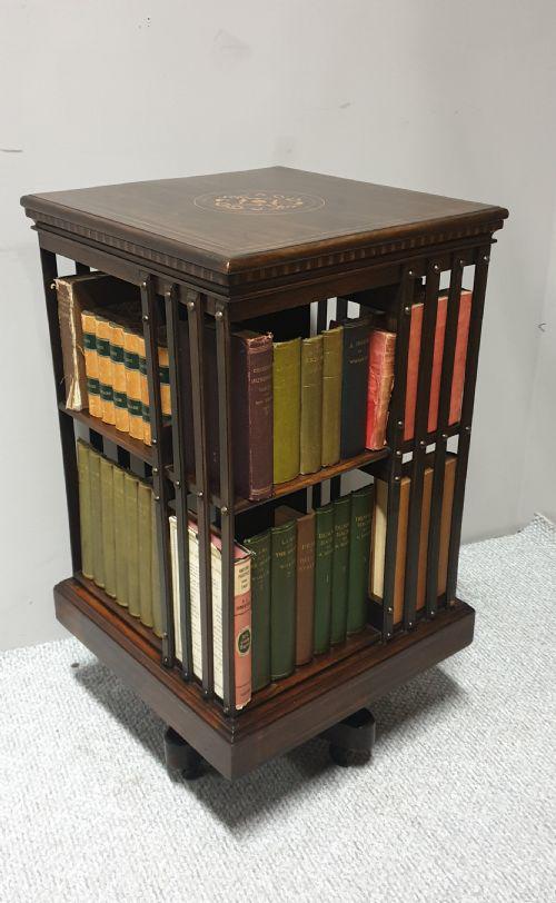 Rosewood Inlaid Revolving Bookcase (1 of 1) Rosewood Inlaid Revolving Bookcase (1 of 1)