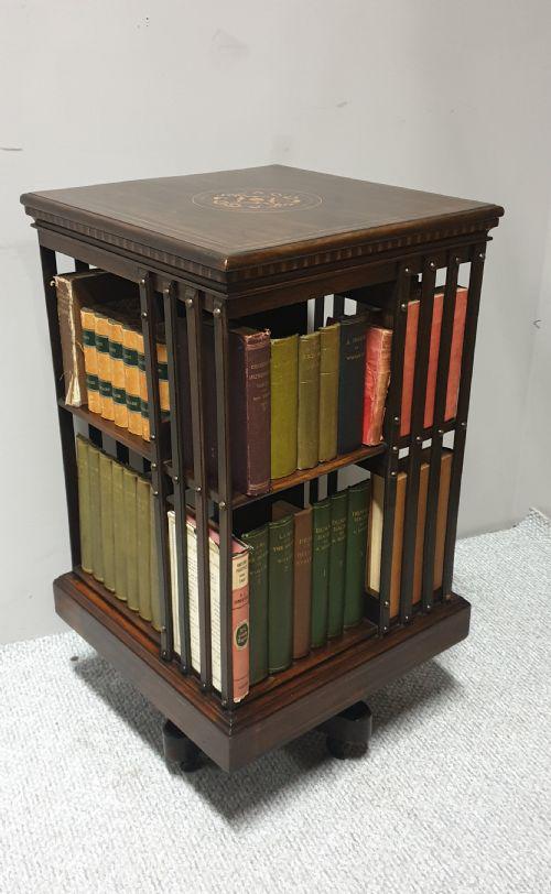 Rosewood Inlaid Revolving Bookcase (1 of 1)