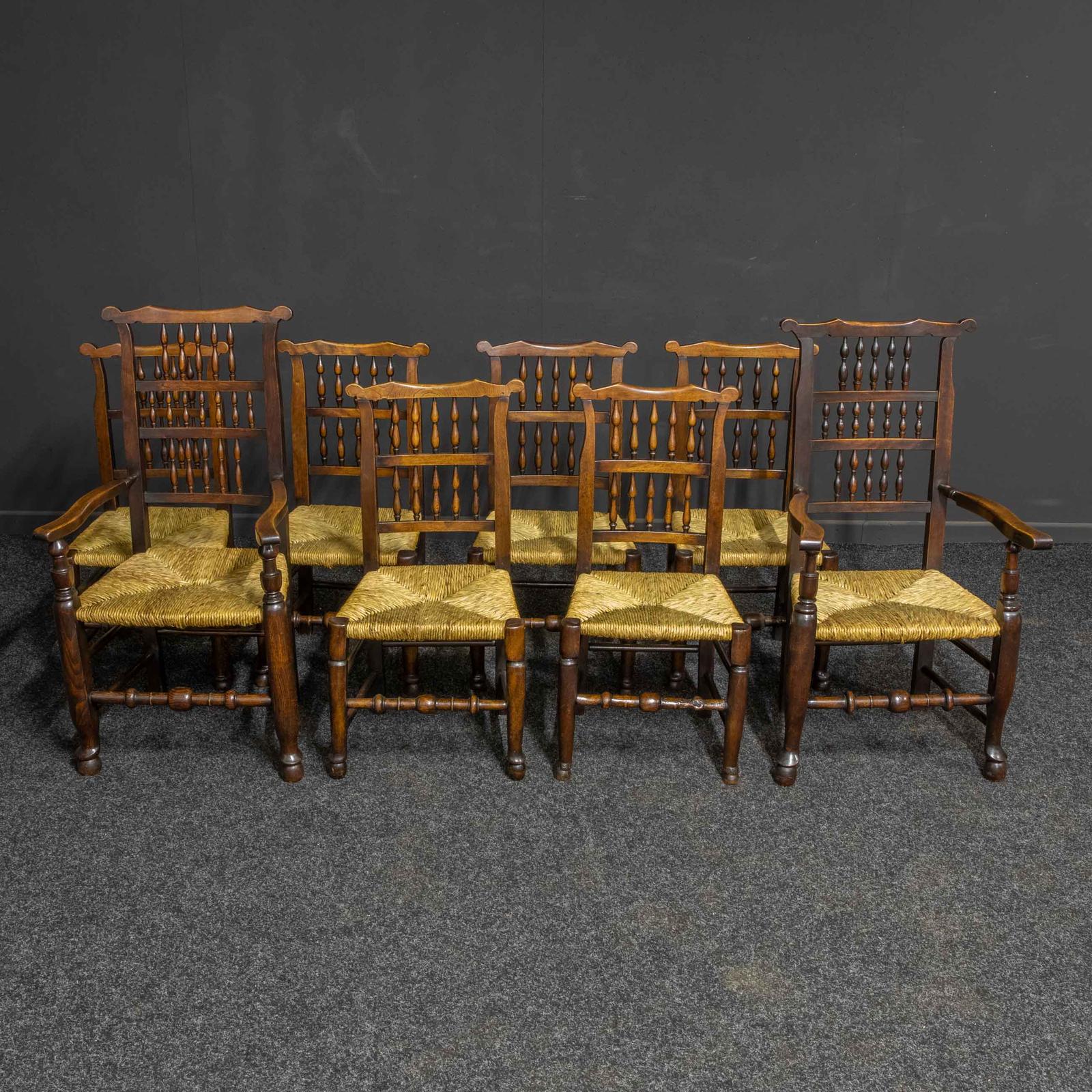 Set of Eight Georgian Lancashire Spindleback Chairs (1 of 10)