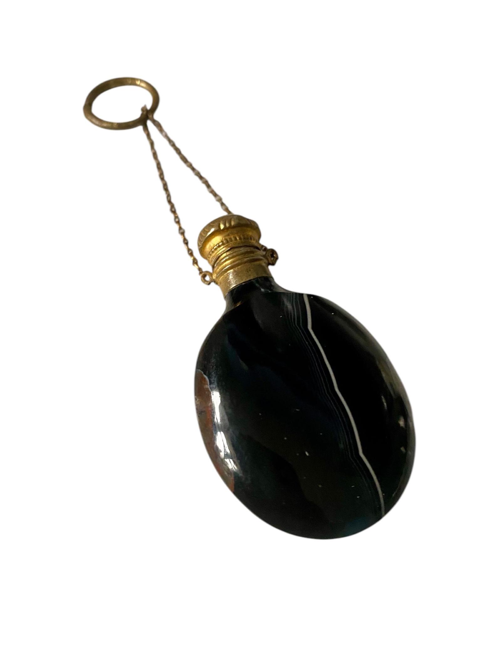 Antique Polished Agate Chatelaine Perfume Scent Bottle c.1880 (1 of 7)