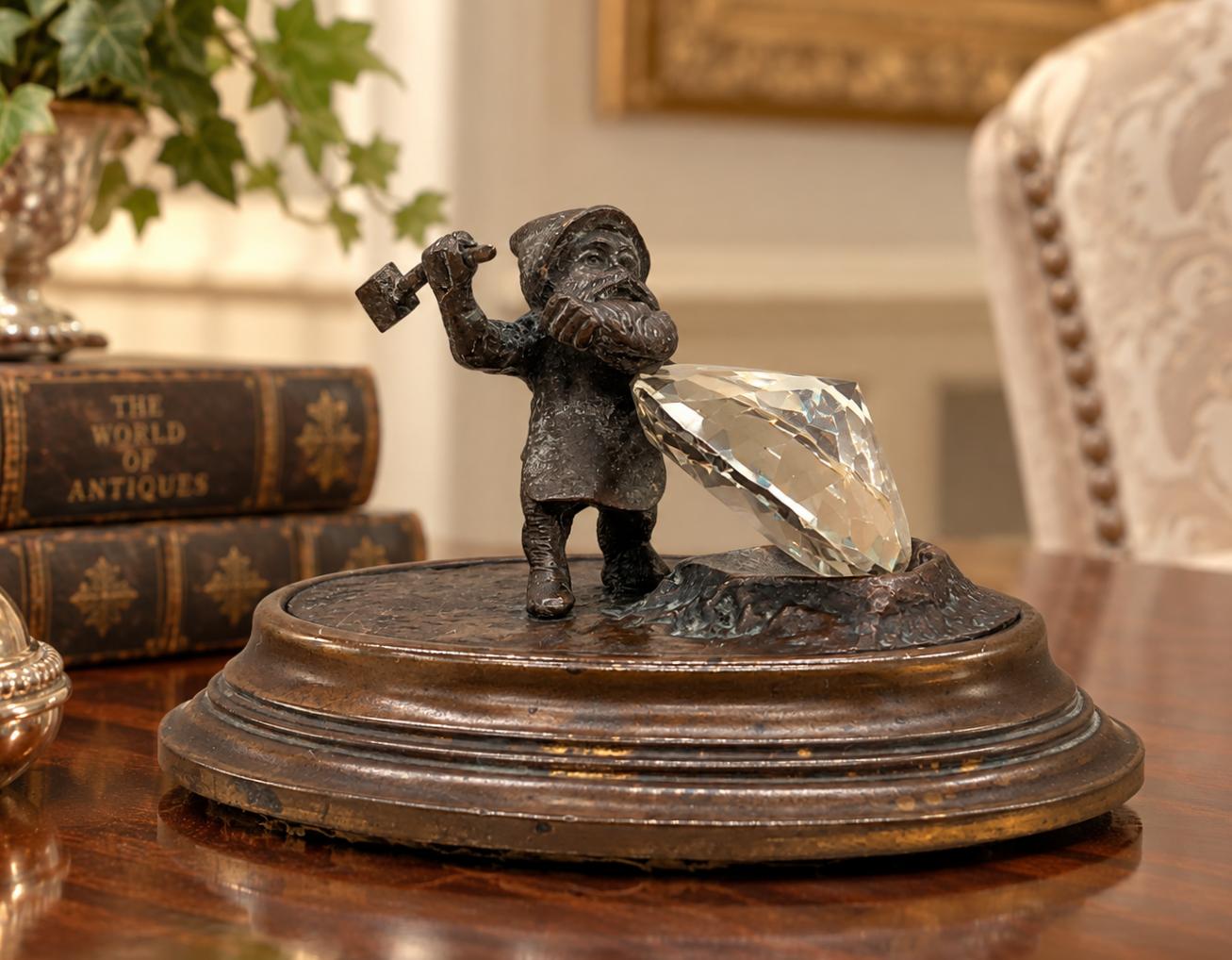Small Austrian Vienna Bronze Dwarf Miner with Giant Crystal Diamond (1 of 11) Small Austrian Vienna Bronze Dwarf Miner with Giant Crystal Diamond (1 of 11)