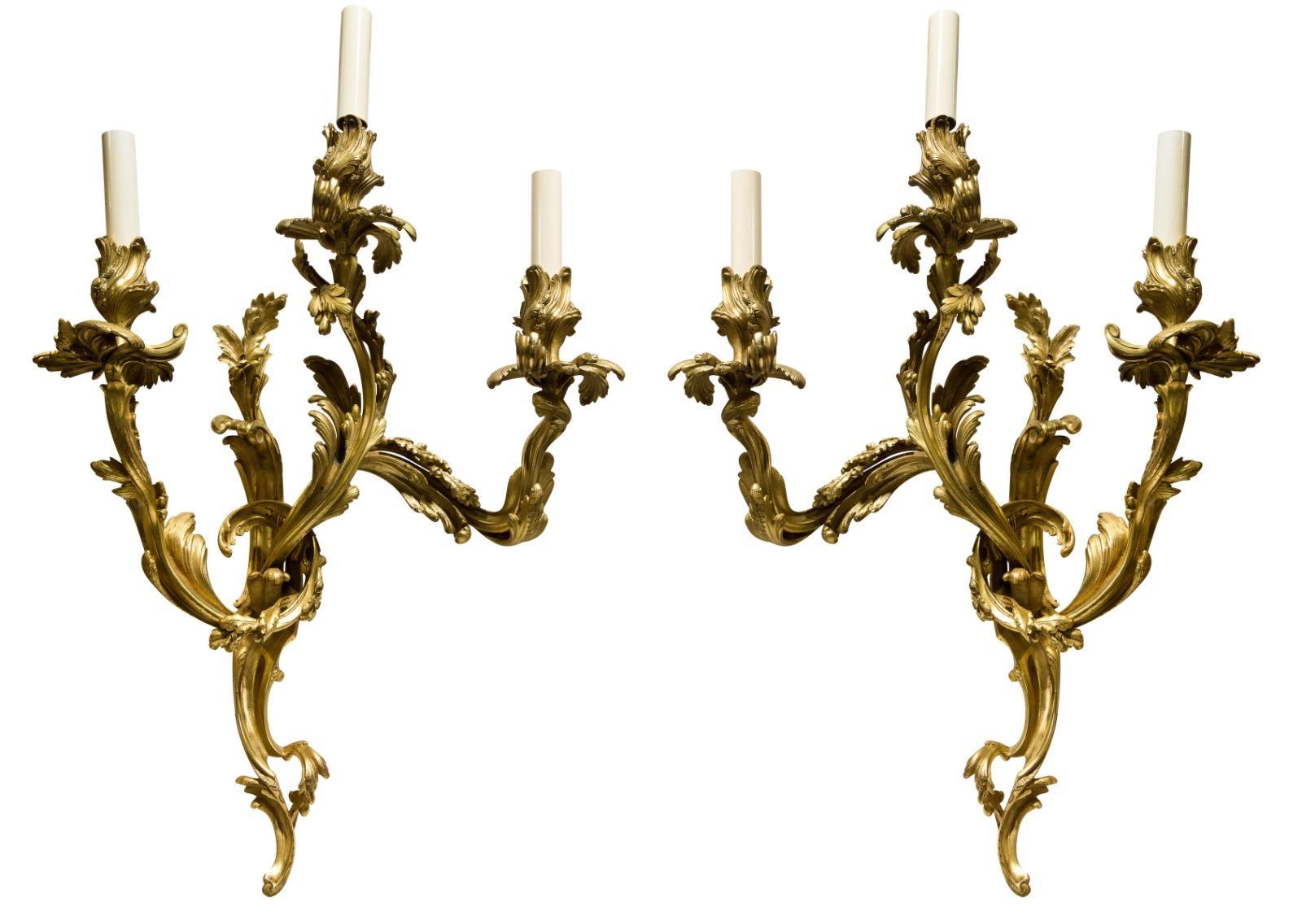 Pair of French Ormolu Wall Sconces (1 of 6) Pair of French Ormolu Wall Sconces (1 of 6)
