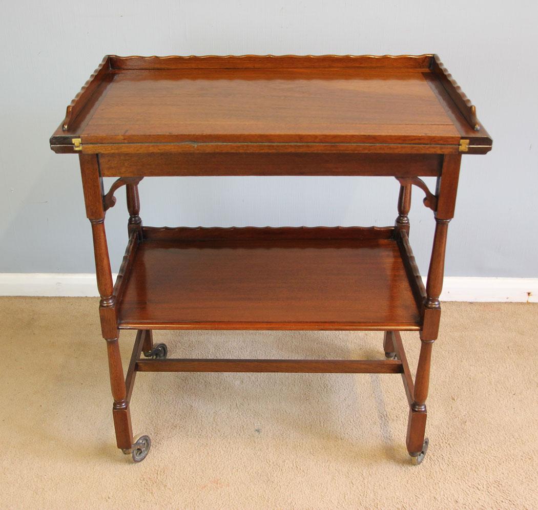 Antique Mahogany Tea Trolley Baize Serving Card Table (1 of 16)