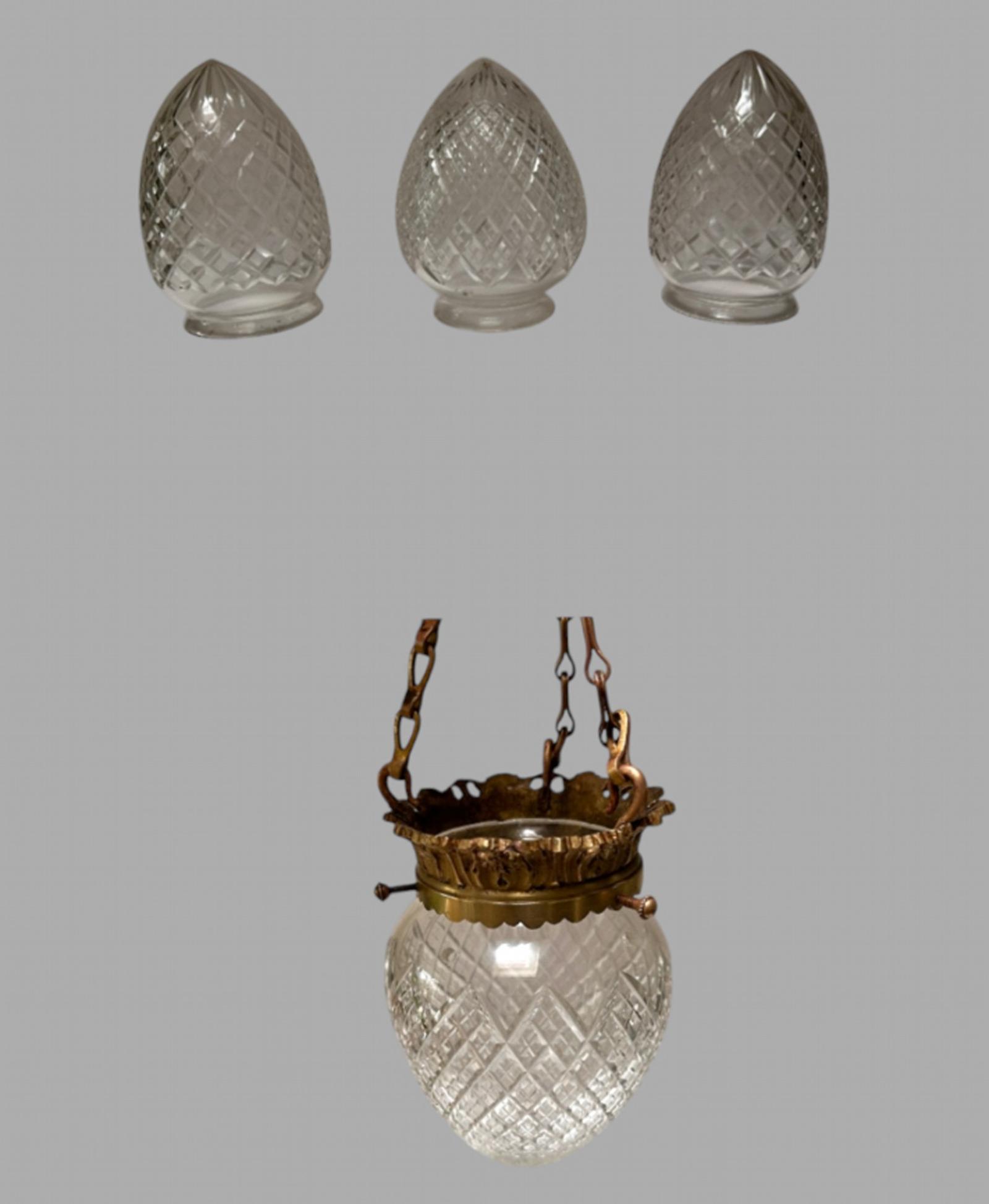 A Set of Three Cut Glass C1910 Pendant Light Shades (1 of 8) A Set of Three Cut Glass C1910 Pendant Light Shades (1 of 8)
