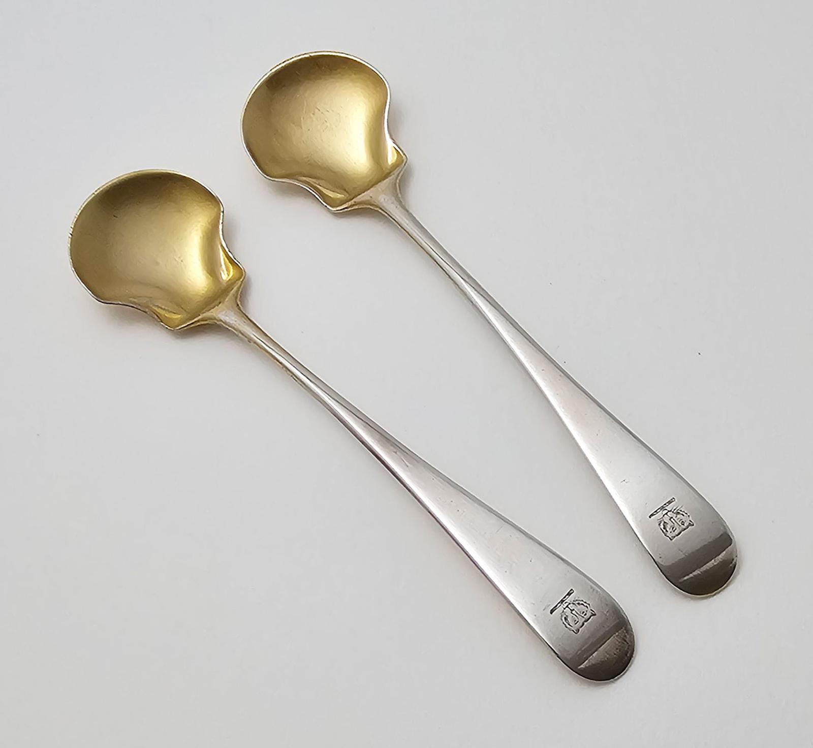 Pair of George III 1787 Antique Solid Sterling Silver Gilt Georgian Salt Shovels Spoons (1 of 5) Pair of George III 1787 Antique Solid Sterling Silver Gilt Georgian Salt Shovels Spoons (1 of 5)