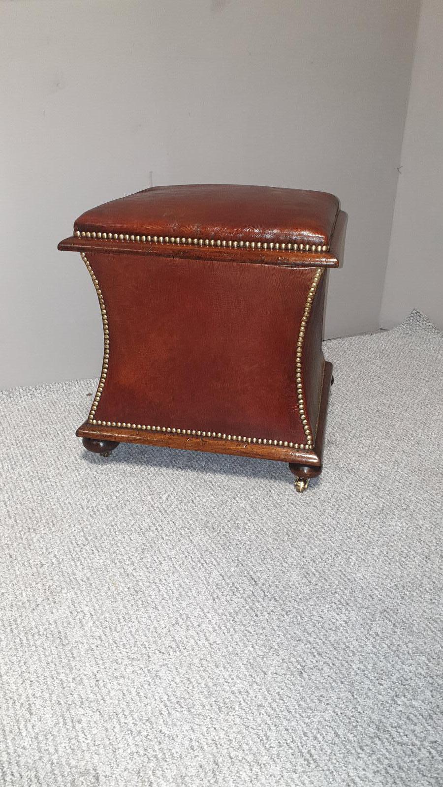 Regency Waisted Leather Ottoman Box (1 of 1) Regency Waisted Leather Ottoman Box (1 of 1)