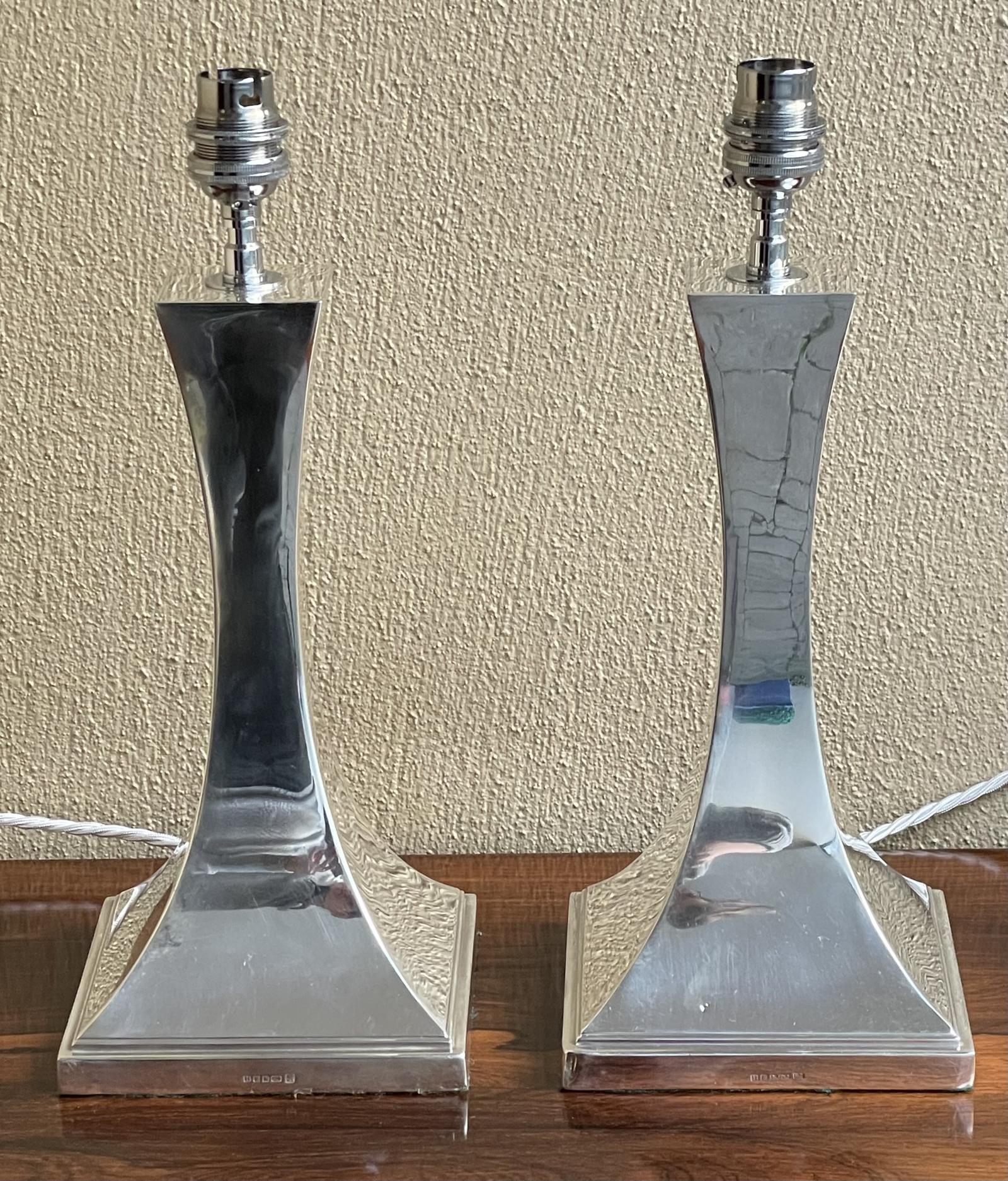 Fantastic Pair of Art Deco Silver Plated Table Lamps (1 of 9)