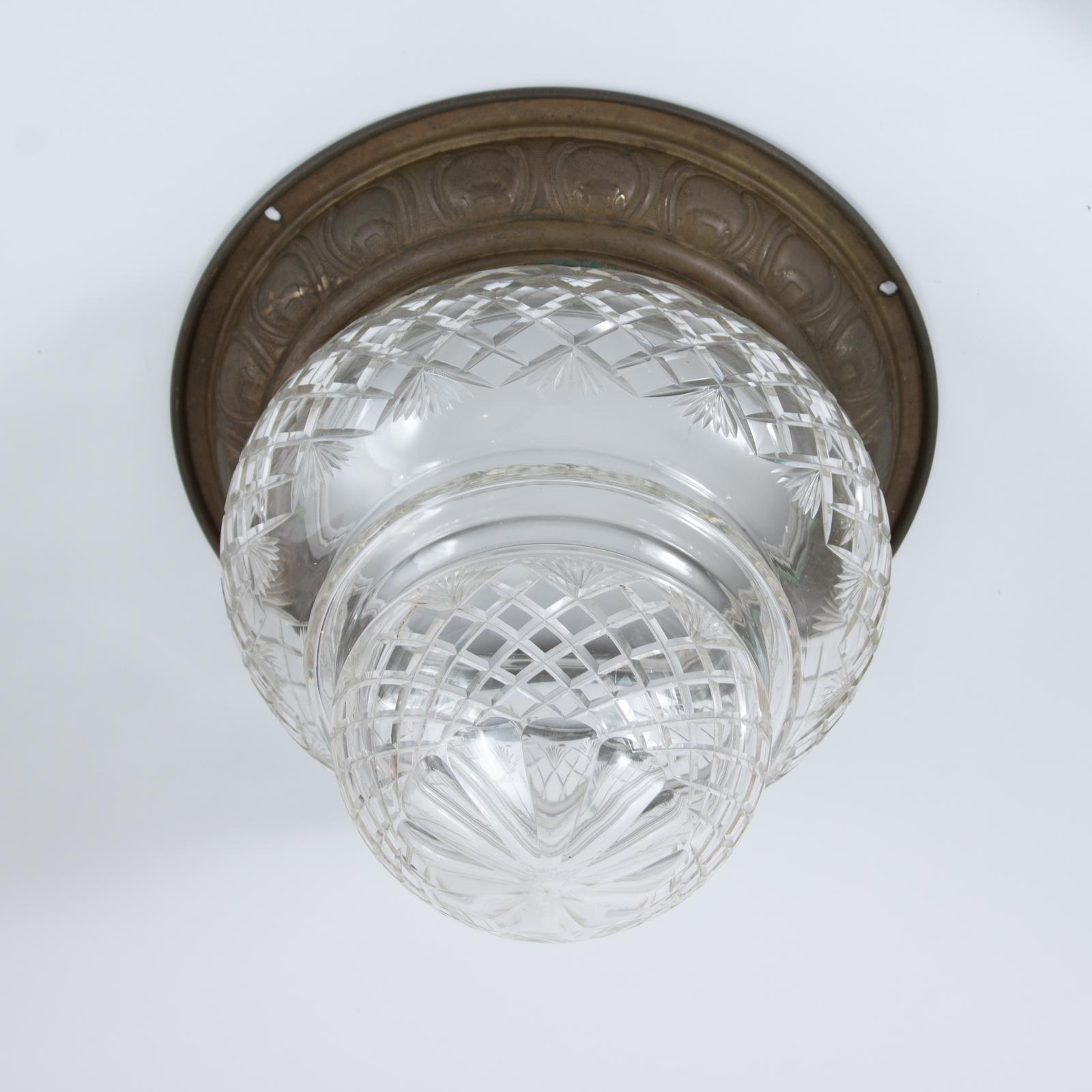 Early 20th Century Cut Glass & Brass Ceiling Light (1 of 4)