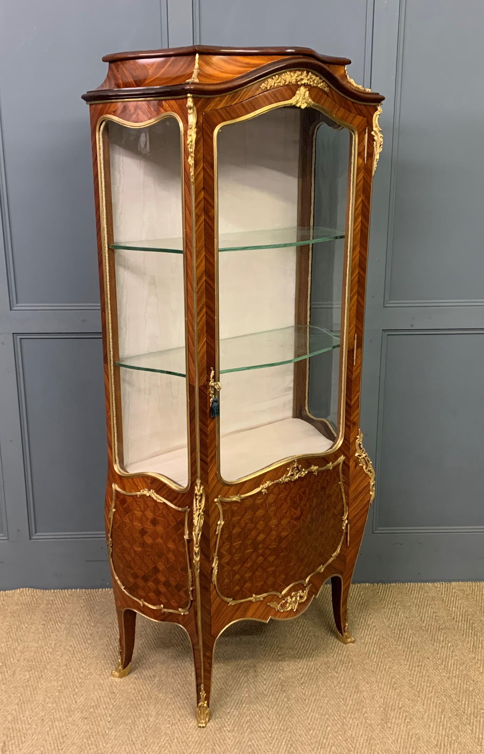 Superb 19th Century French Kingwood Parquetry Vitrine (1 of 15)